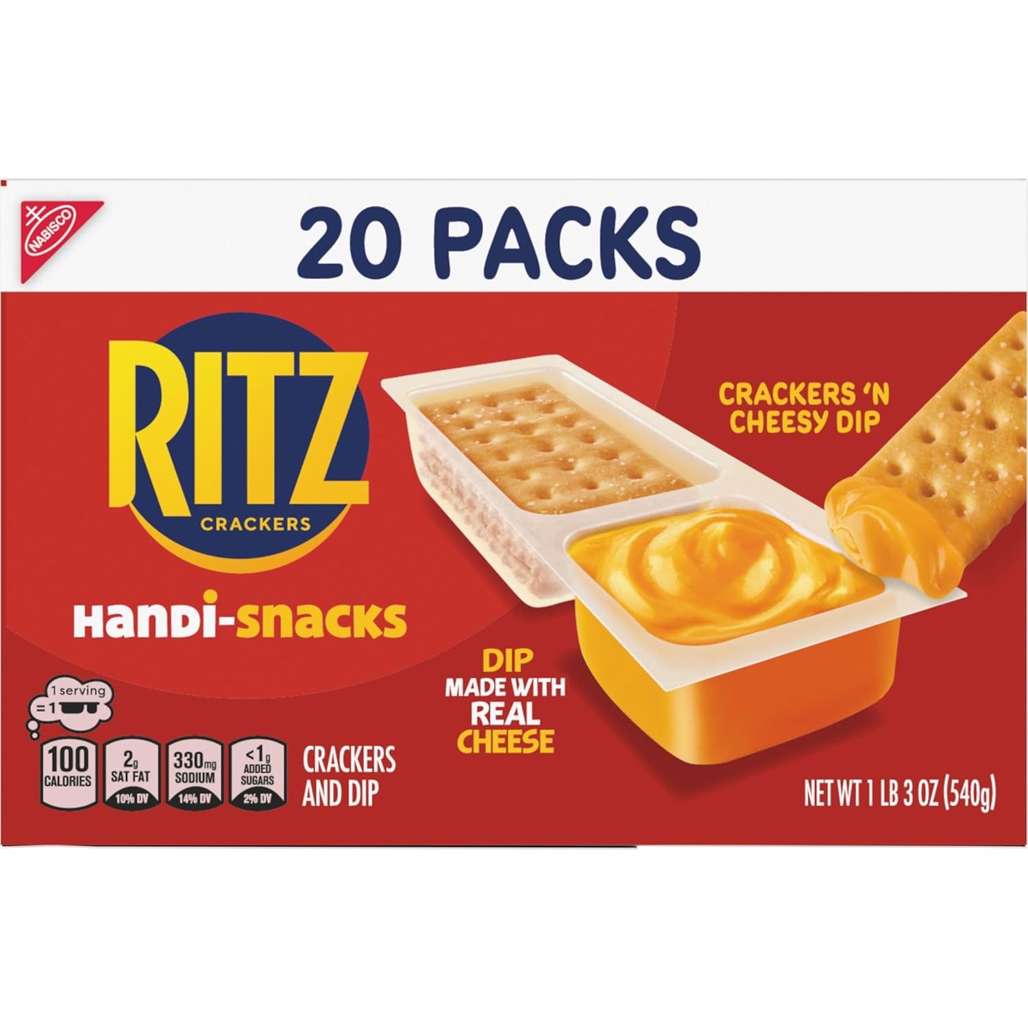 image:imageHandiSnacks RITZ Crackers N Cheesy Dip Snack Packs 20 Snack Packs095 Ounce Pack of 20