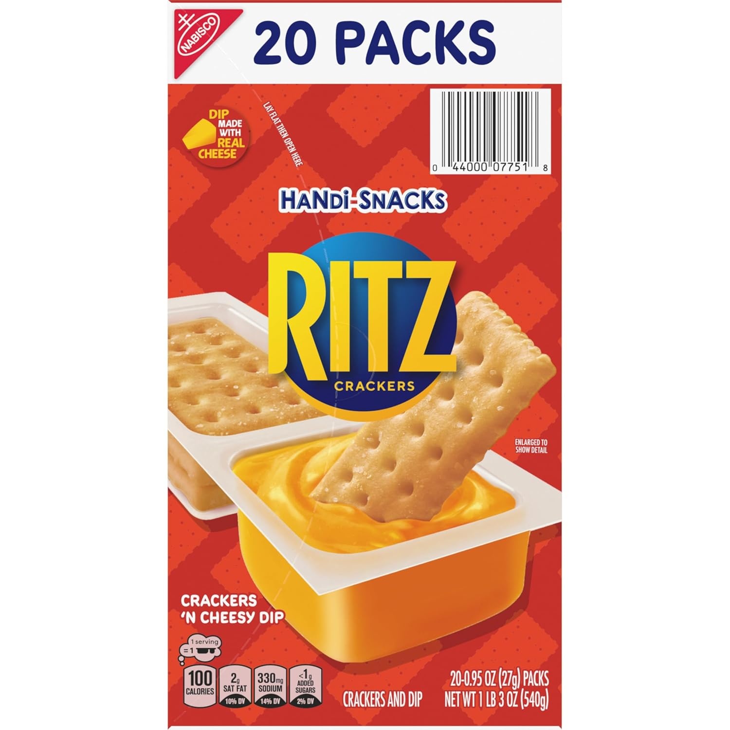image:imageHandiSnacks RITZ Crackers N Cheesy Dip Snack Packs 20 Snack Packs19 Ounce Pack of 4