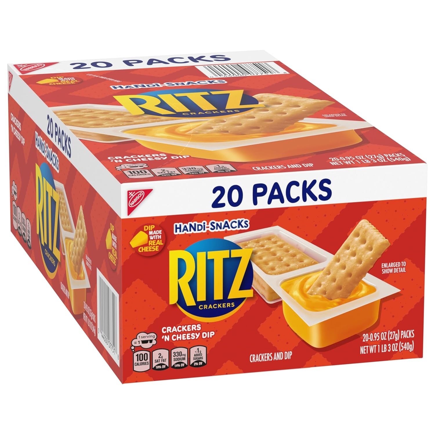 image:imageHandiSnacks RITZ Crackers N Cheesy Dip Snack Packs 20 Snack Packs19 Ounce Pack of 4
