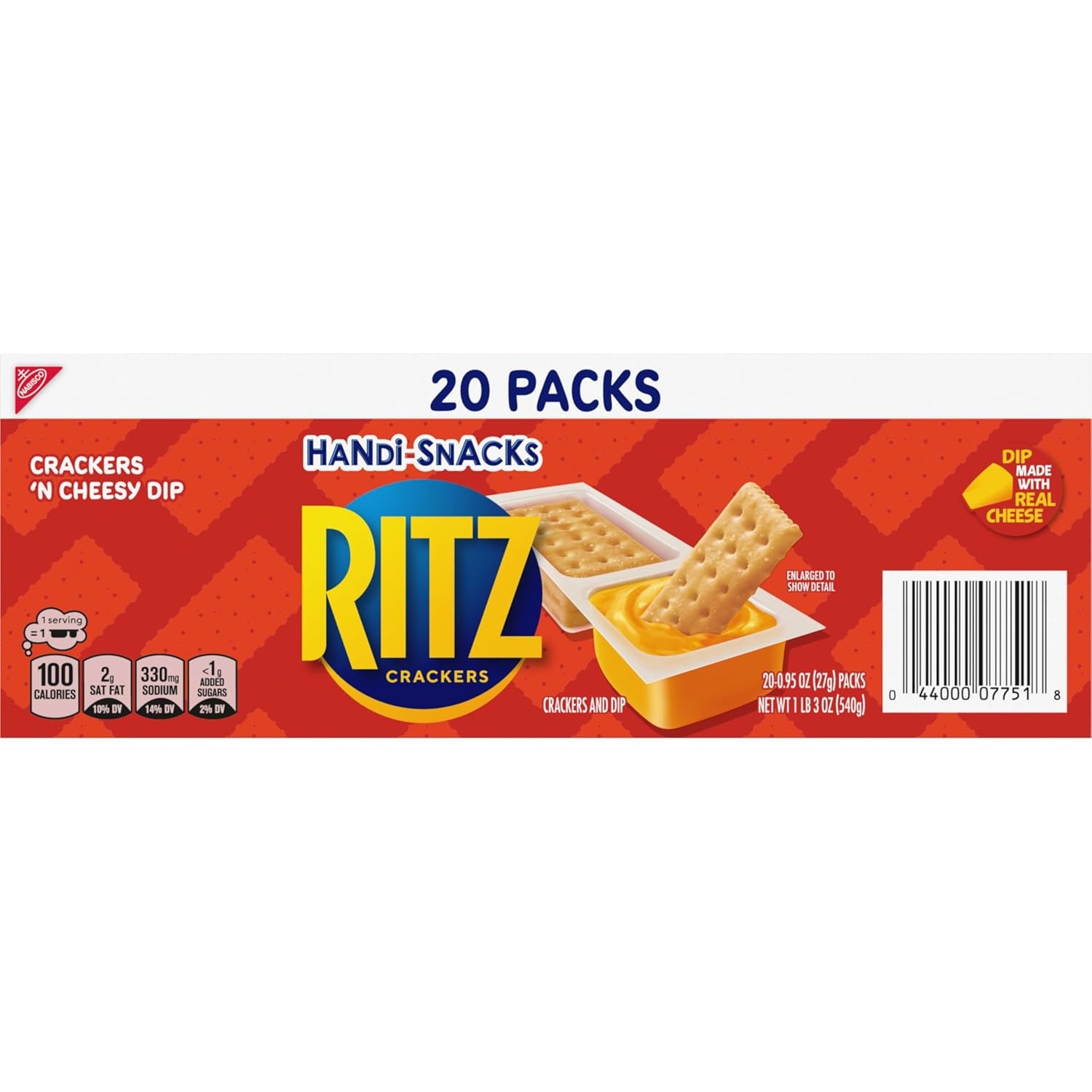 image:imageHandiSnacks RITZ Crackers N Cheesy Dip Snack Packs 20 Snack Packs19 Ounce Pack of 4