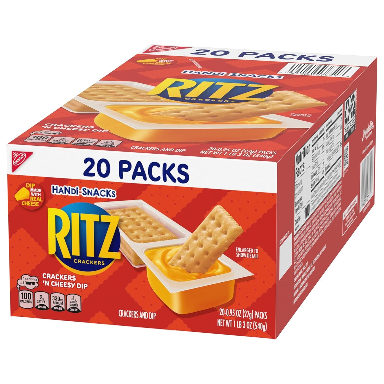 image:imageHandiSnacks RITZ Crackers N Cheesy Dip Snack Packs 20 Snack Packs19 Ounce Pack of 4