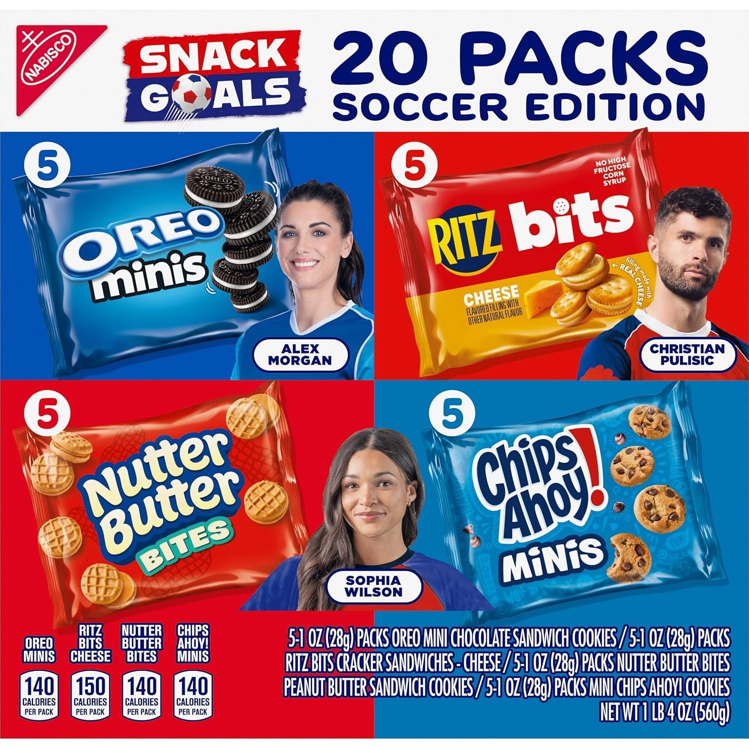 image:imageNabisco Classic Mix Variety Pack Oreo Mini Chips Ahoy Mini Nutter Butter Bites Ritz Bits Cheese 20 Snack Packs