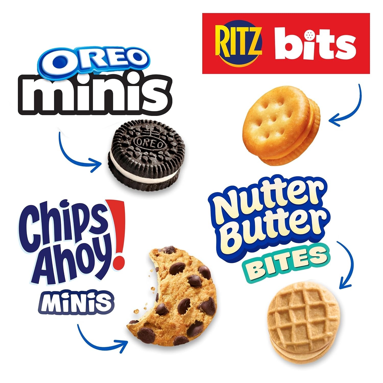 image:imageNabisco Classic Mix Variety Pack Oreo Mini Chips Ahoy Mini Nutter Butter Bites Ritz Bits Cheese 20 Snack Packs