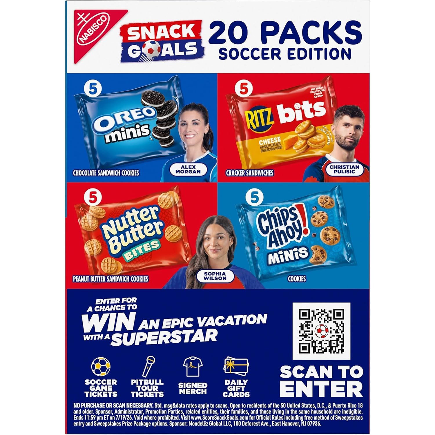image:imageNabisco Classic Mix Variety Pack Oreo Mini Chips Ahoy Mini Nutter Butter Bites Ritz Bits Cheese 20 Snack Packs