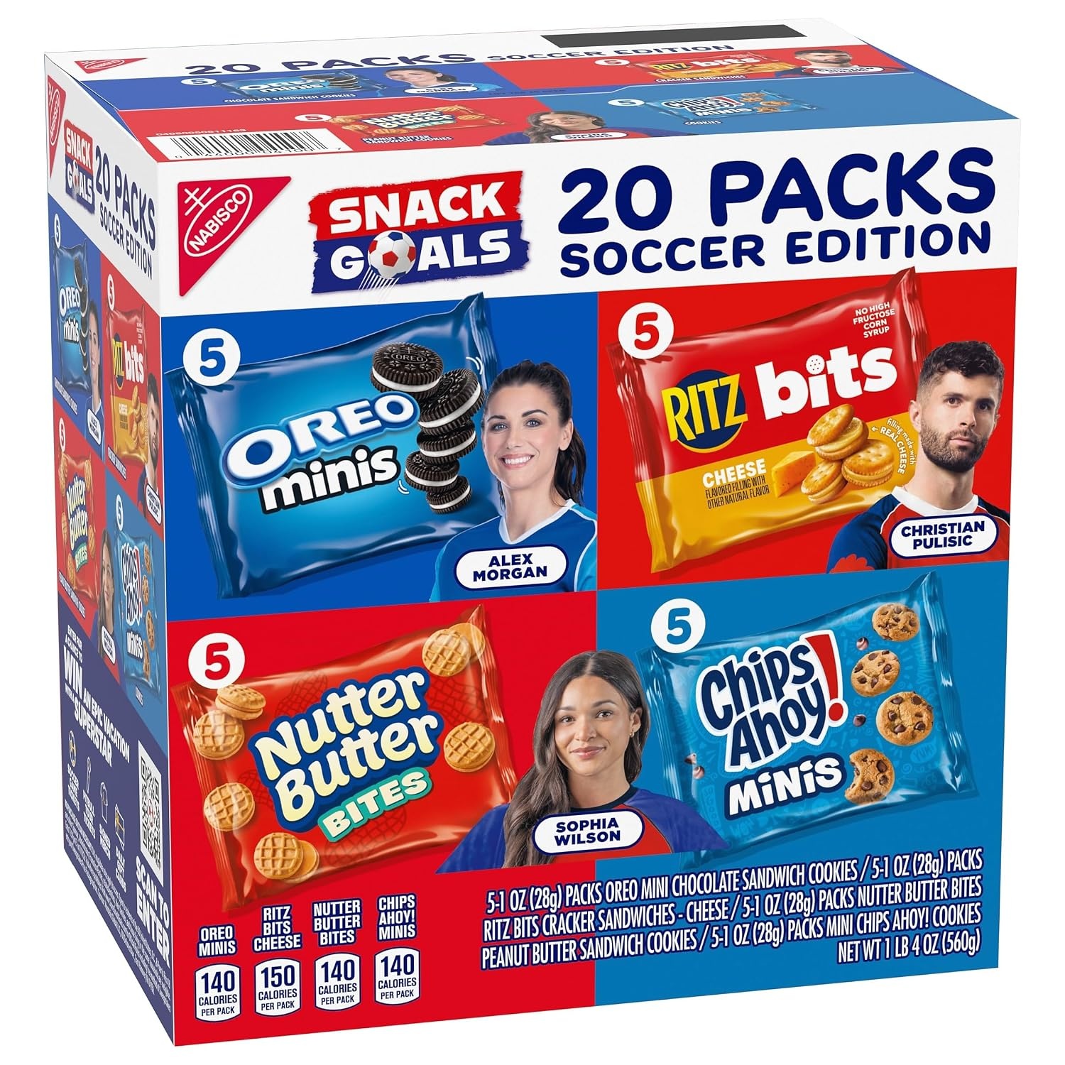 image:imageNabisco Classic Mix Variety Pack Oreo Mini Chips Ahoy Mini Nutter Butter Bites Ritz Bits Cheese 20 Snack Packs