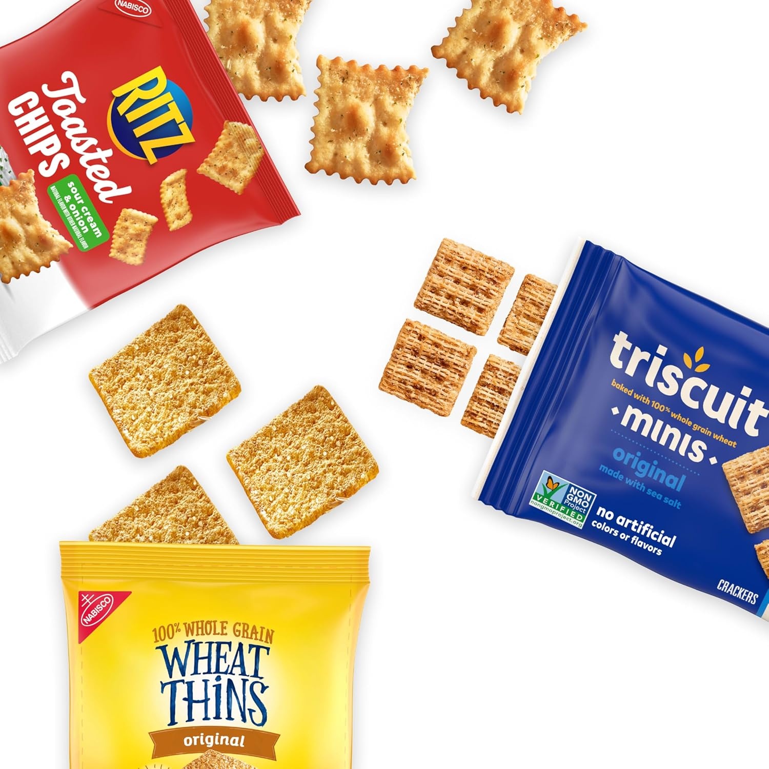 image:imageNabisco Cracker Variety Pack RITZ Toasted Chips Wheat Thins Snacks Whole Grain Wheat Crackers and Triscuit Minis Whole Grain Wheat Vegan Crackers 40 Snack Packs151 Ounce Pack of 40