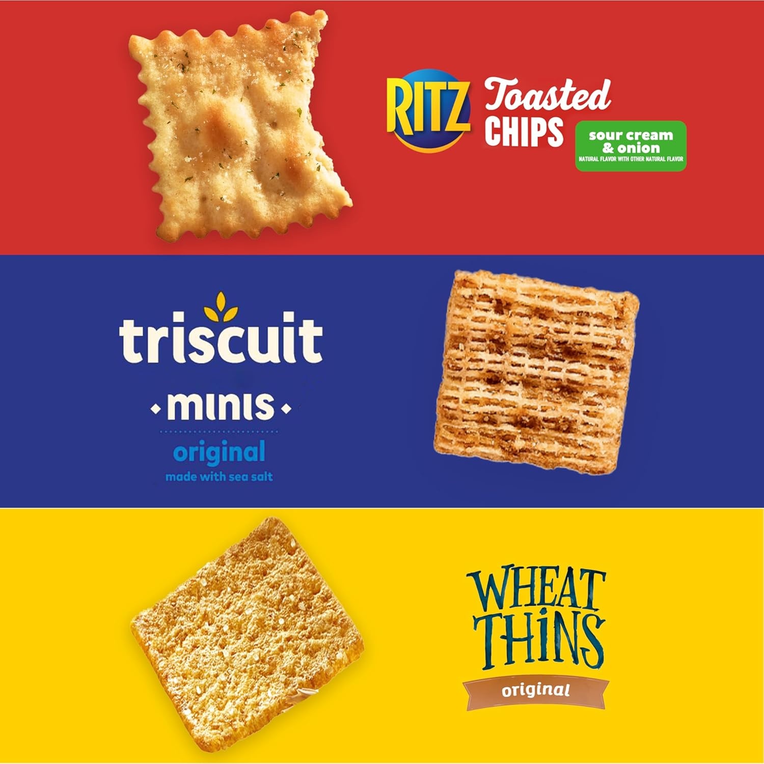 image:imageNabisco Cracker Variety Pack RITZ Toasted Chips Wheat Thins Snacks Whole Grain Wheat Crackers and Triscuit Minis Whole Grain Wheat Vegan Crackers 40 Snack Packs151 Ounce Pack of 80