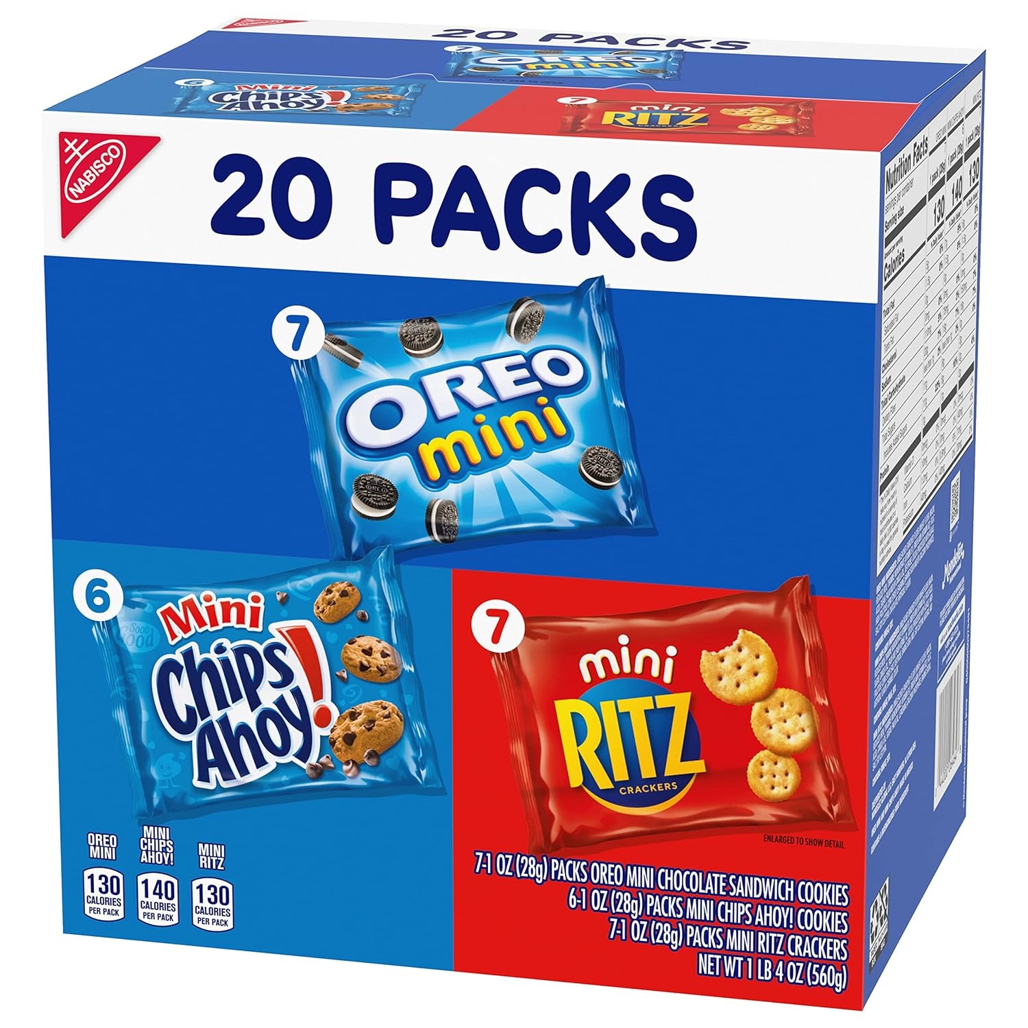 image:imageNabisco Sweet amp Savory Mix Variety Pack OREO Mini Cookies CHIPS AHOY Mini Cookies amp RITZ Mini Crackers 20 Snack Packs