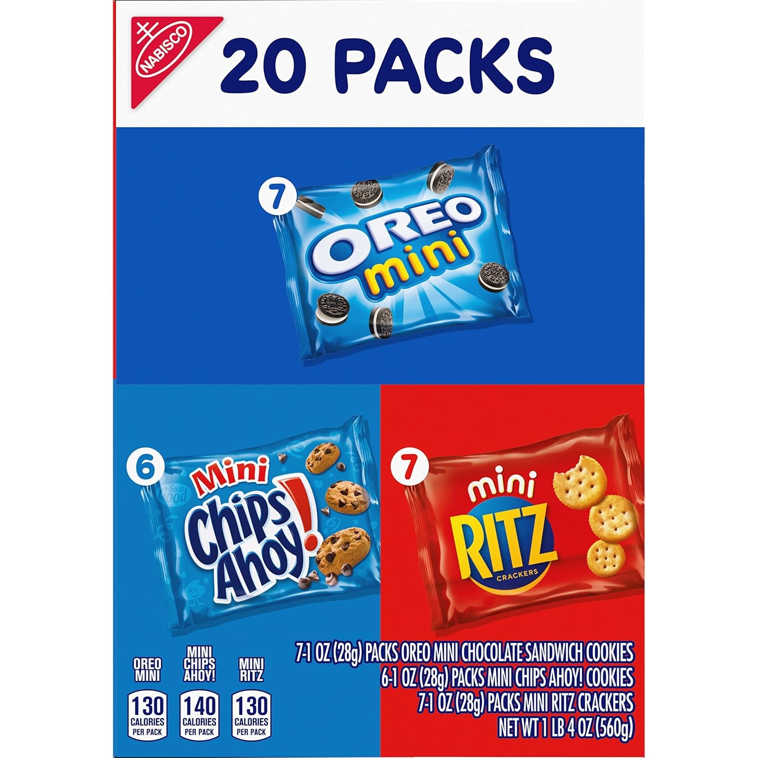 image:imageNabisco Sweet amp Savory Mix Variety Pack OREO Mini Cookies CHIPS AHOY Mini Cookies amp RITZ Mini Crackers 20 Snack Packs