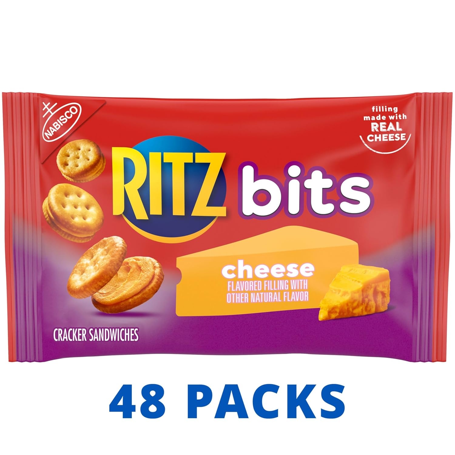 image:imageRITZ Bits Cheese Sandwich Crackers Bulk Lunch Snacks 48 Snack Packs 4 Boxes1 Ounce Pack of 12