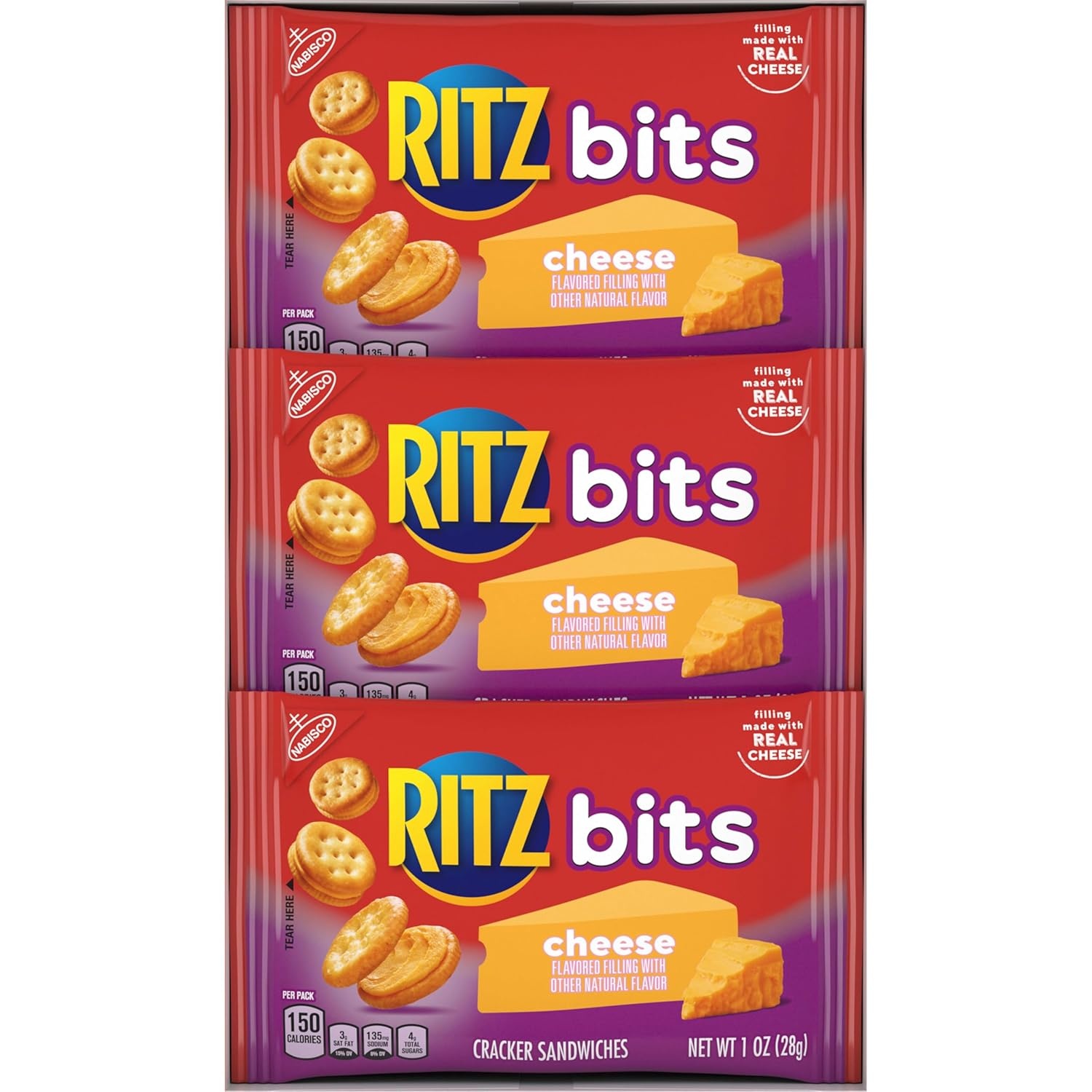 image:imageRITZ Bits Cheese Sandwich Crackers Bulk Lunch Snacks 48 Snack Packs 4 Boxes1 Ounce Pack of 12