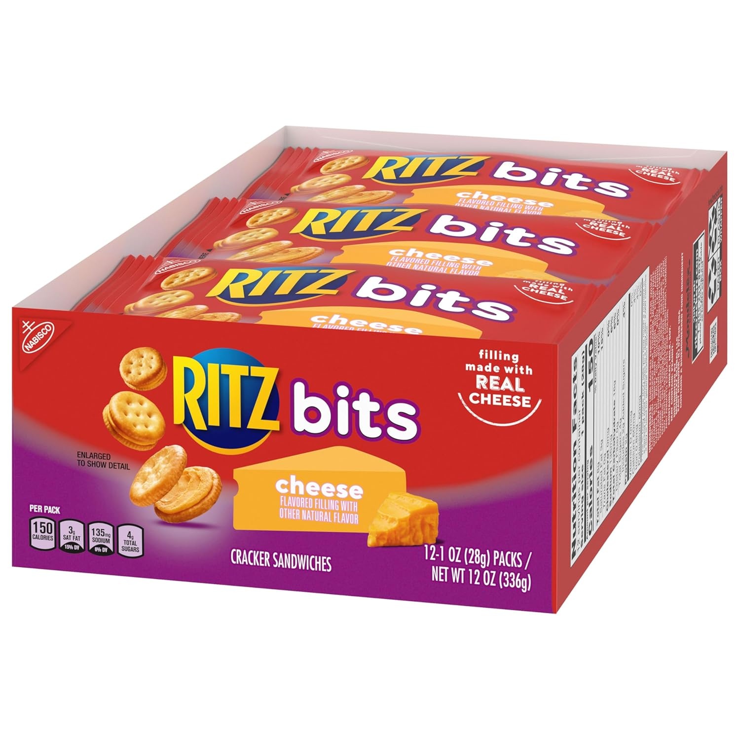 image:imageRITZ Bits Cheese Sandwich Crackers Bulk Lunch Snacks 48 Snack Packs 4 Boxes1 Ounce Pack of 12