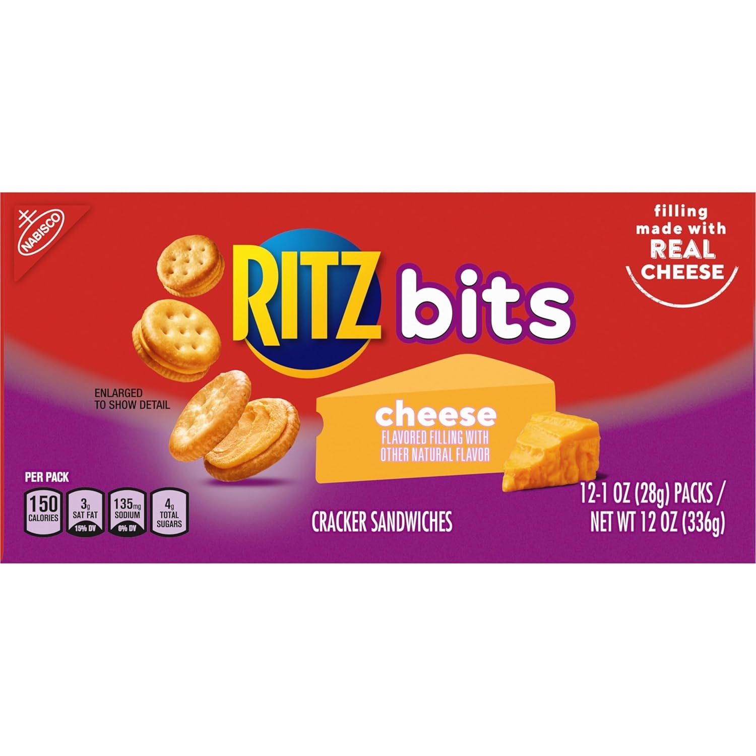 image:imageRITZ Bits Cheese Sandwich Crackers Bulk Lunch Snacks 48 Snack Packs 4 Boxes1 Ounce Pack of 12