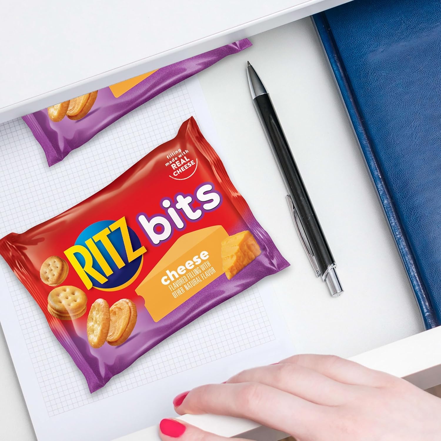 image:imageRITZ Bits Cheese Sandwich Crackers Bulk Lunch Snacks 48 Snack Packs 4 Boxes1 Ounce Pack of 12