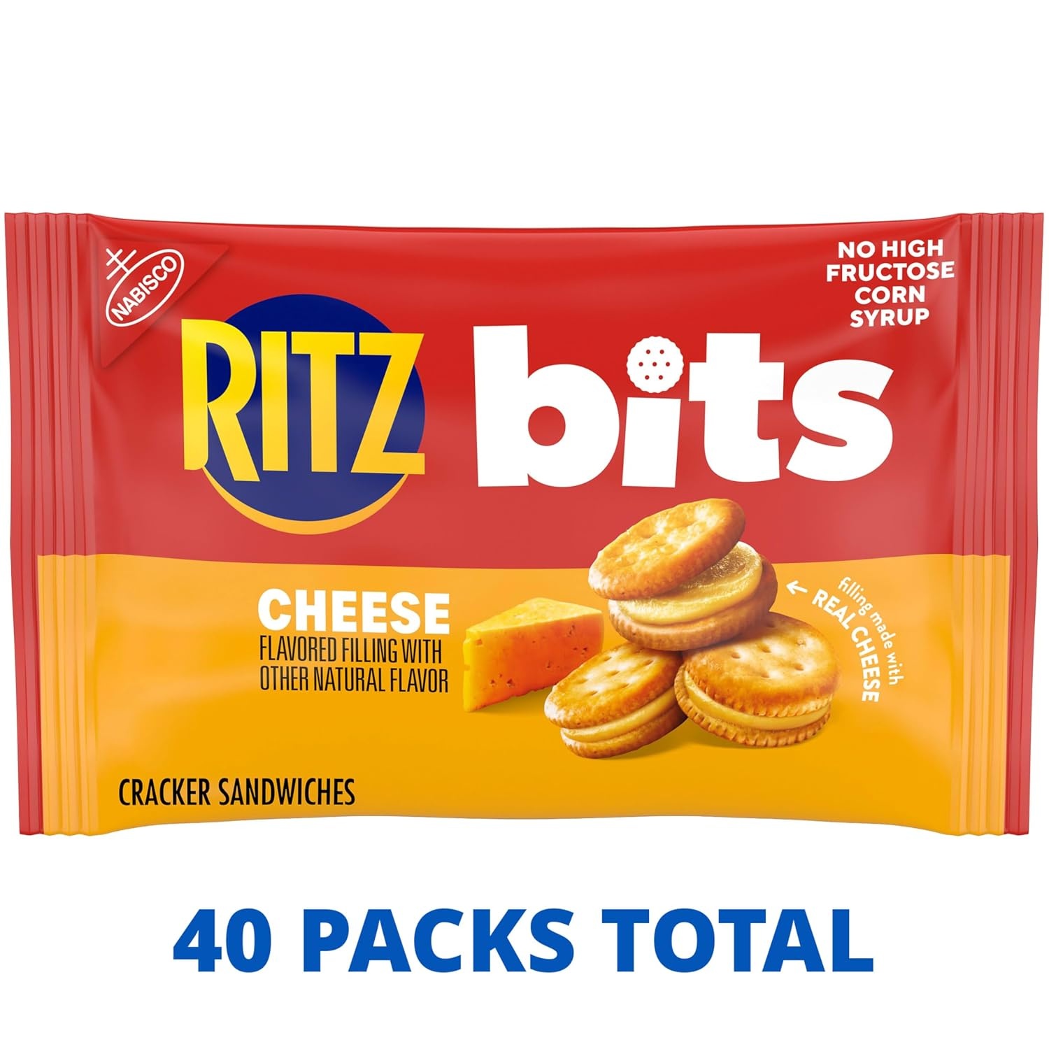image:imageRITZ Bits Cheese Sandwich Crackers Bulk Lunch Snacks for Kids and Adults 40 Total Snack Packs 4 Boxes40 Ounce Pack of 1