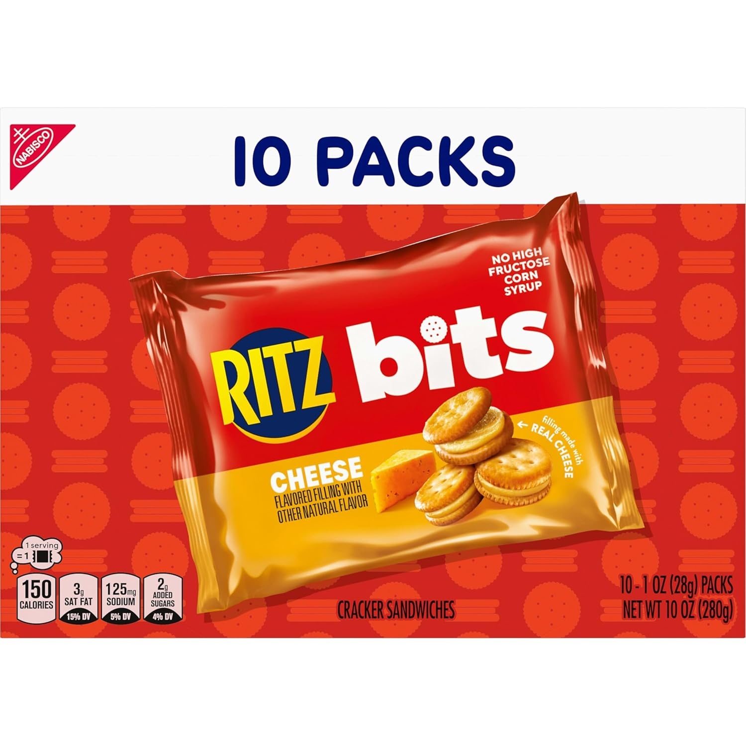 image:imageRITZ Bits Cheese Sandwich Crackers Bulk Lunch Snacks for Kids and Adults 40 Total Snack Packs 4 Boxes40 Ounce Pack of 1