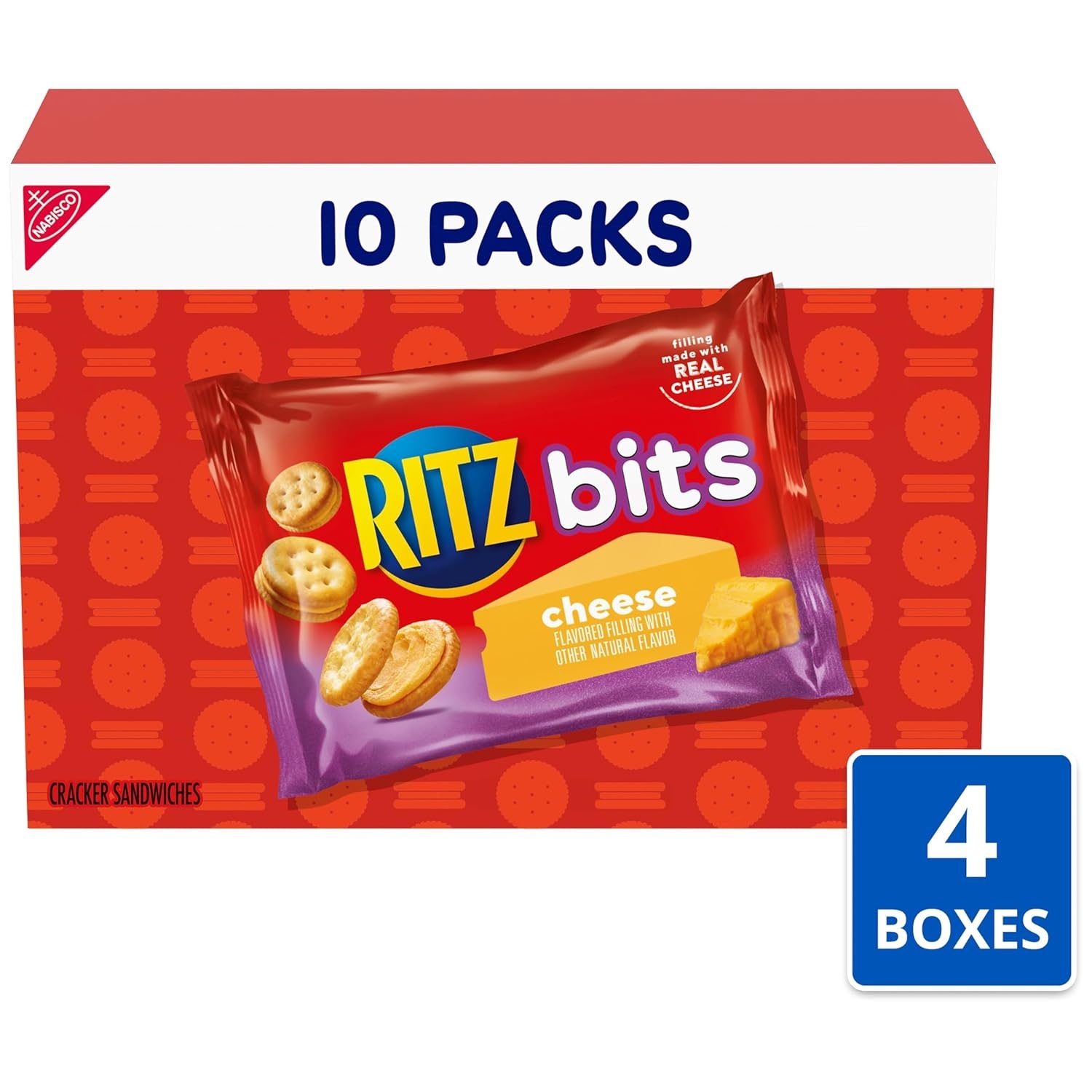 image:imageRITZ Bits Cheese Sandwich Crackers Bulk Lunch Snacks for Kids and Adults 40 Total Snack Packs 4 Boxes40 Ounce Pack of 2
