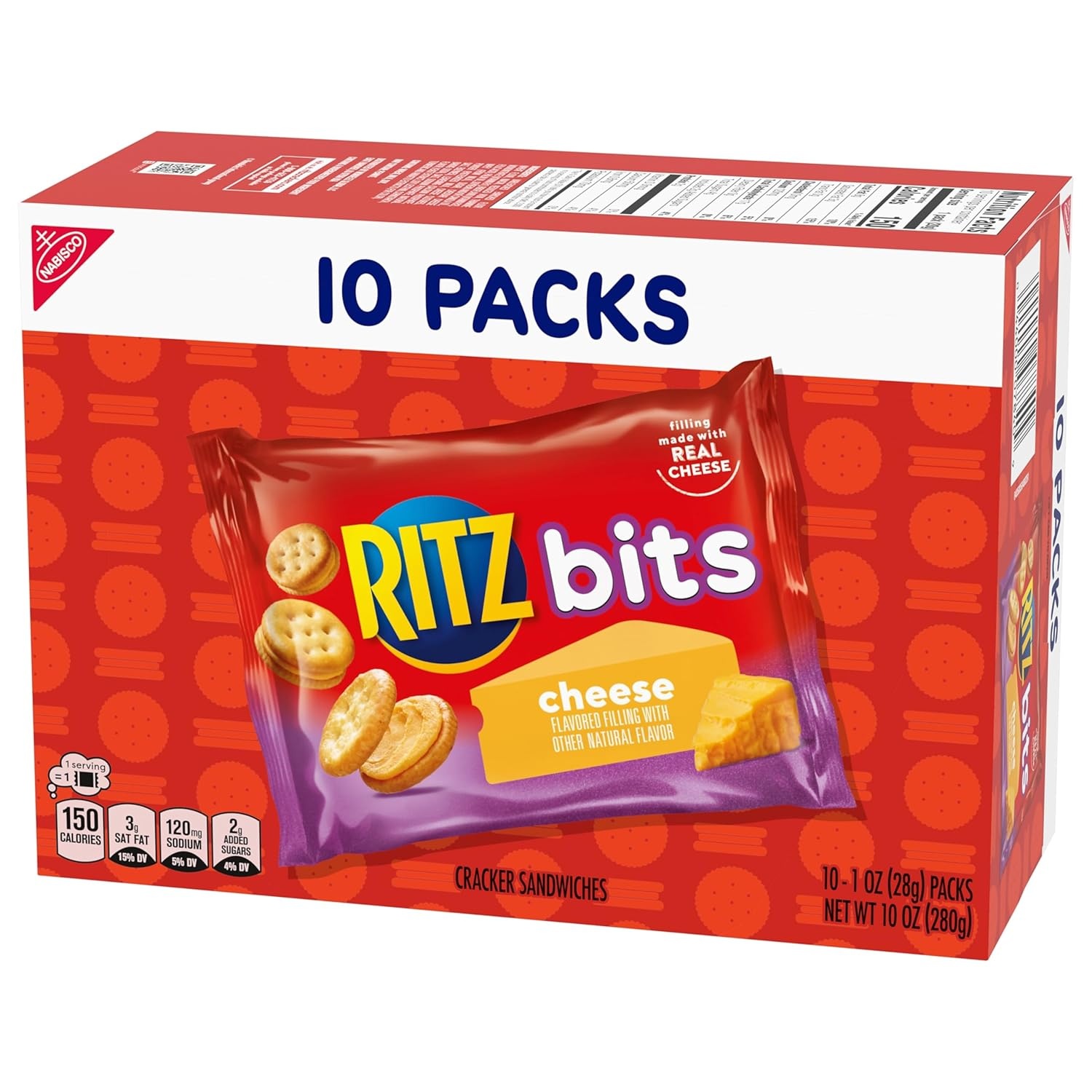 image:imageRITZ Bits Cheese Sandwich Crackers Bulk Lunch Snacks for Kids and Adults 40 Total Snack Packs 4 Boxes40 Ounce Pack of 2