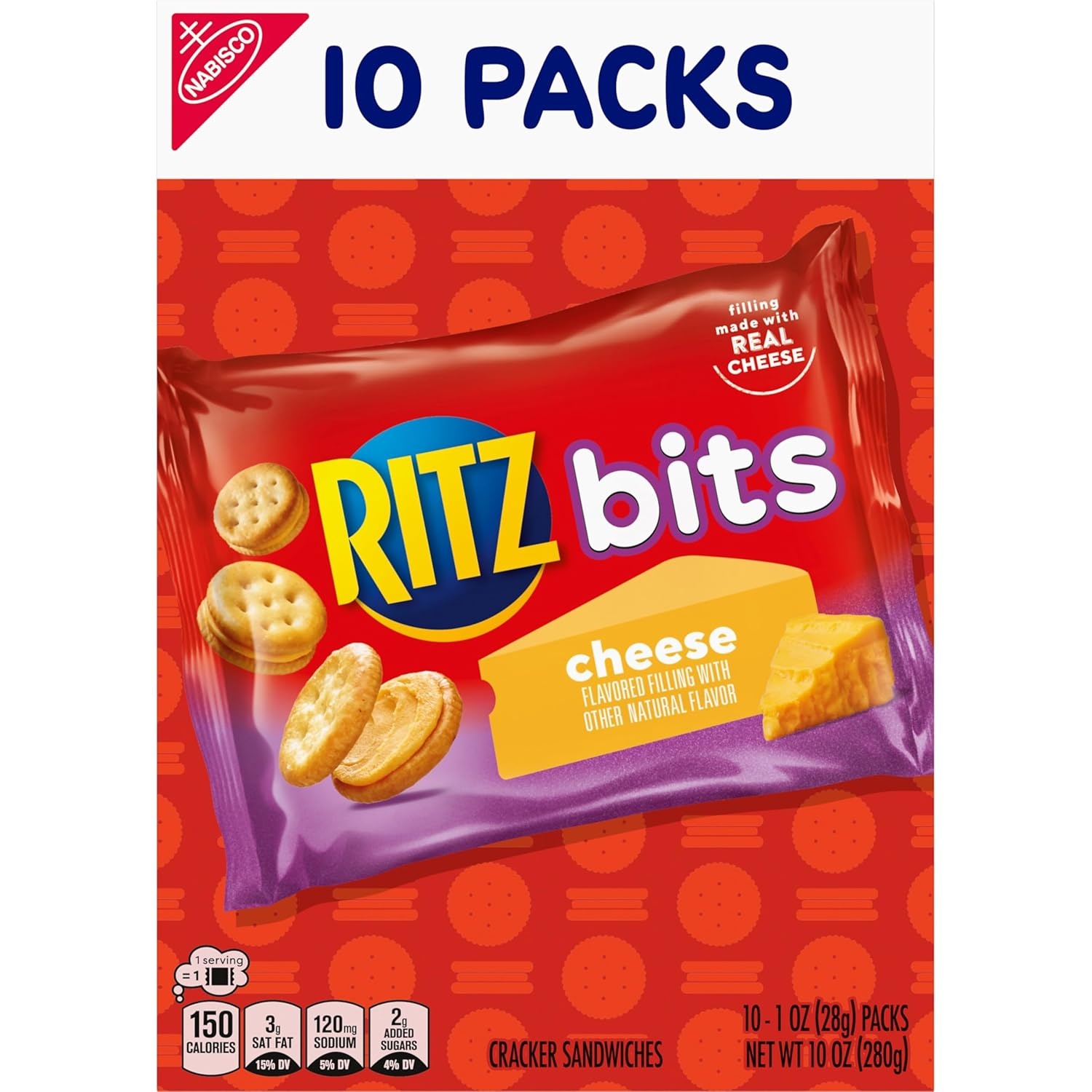 image:imageRITZ Bits Cheese Sandwich Crackers Bulk Lunch Snacks for Kids and Adults 40 Total Snack Packs 4 Boxes40 Ounce Pack of 2