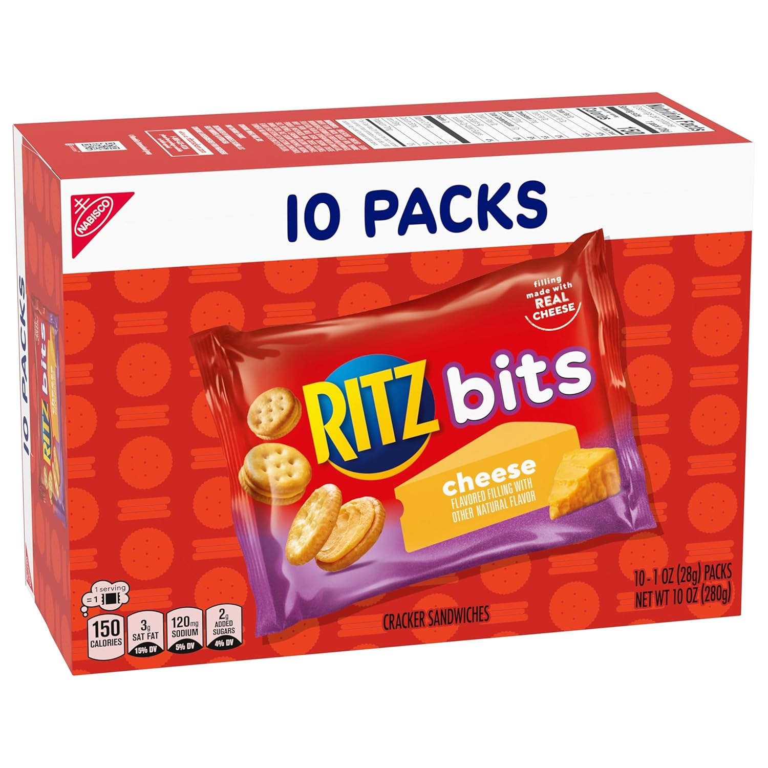 image:imageRITZ Bits Cheese Sandwich Crackers Bulk Lunch Snacks for Kids and Adults 40 Total Snack Packs 4 Boxes40 Ounce Pack of 2