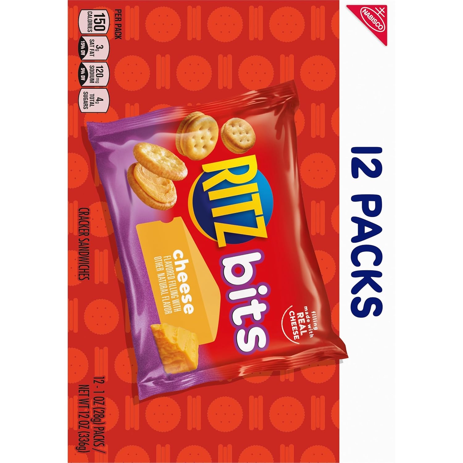 image:imageRITZ Bits Cheese Sandwich Crackers Snacks for Kids and Adults Bulk Lunch Snacks 60 15 oz PacksCheese