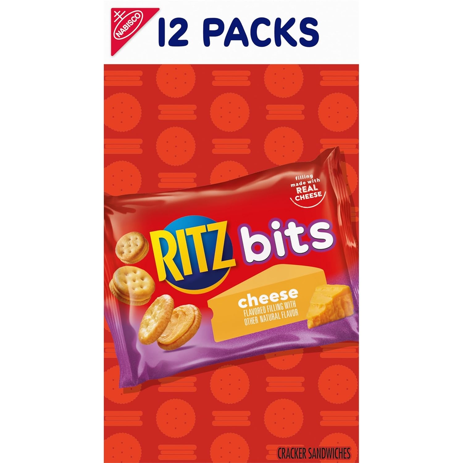 image:imageRITZ Bits Cheese Sandwich Crackers Snacks for Kids and Adults Bulk Lunch Snacks 60 15 oz PacksCheese