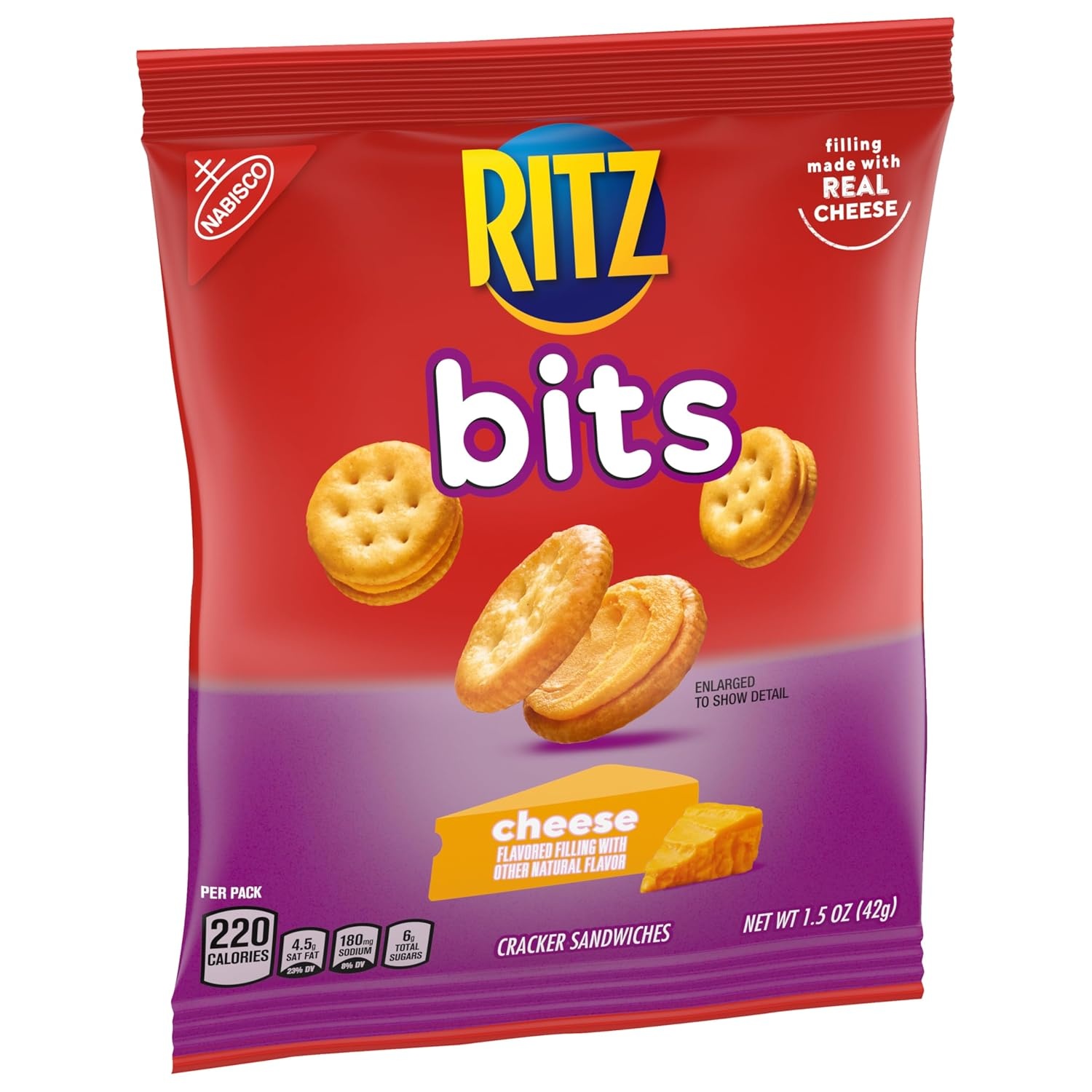 image:imageRITZ Bits Cheese Sandwich Crackers Snacks for Kids and Adults Bulk Lunch Snacks 60 15 oz PacksCheese