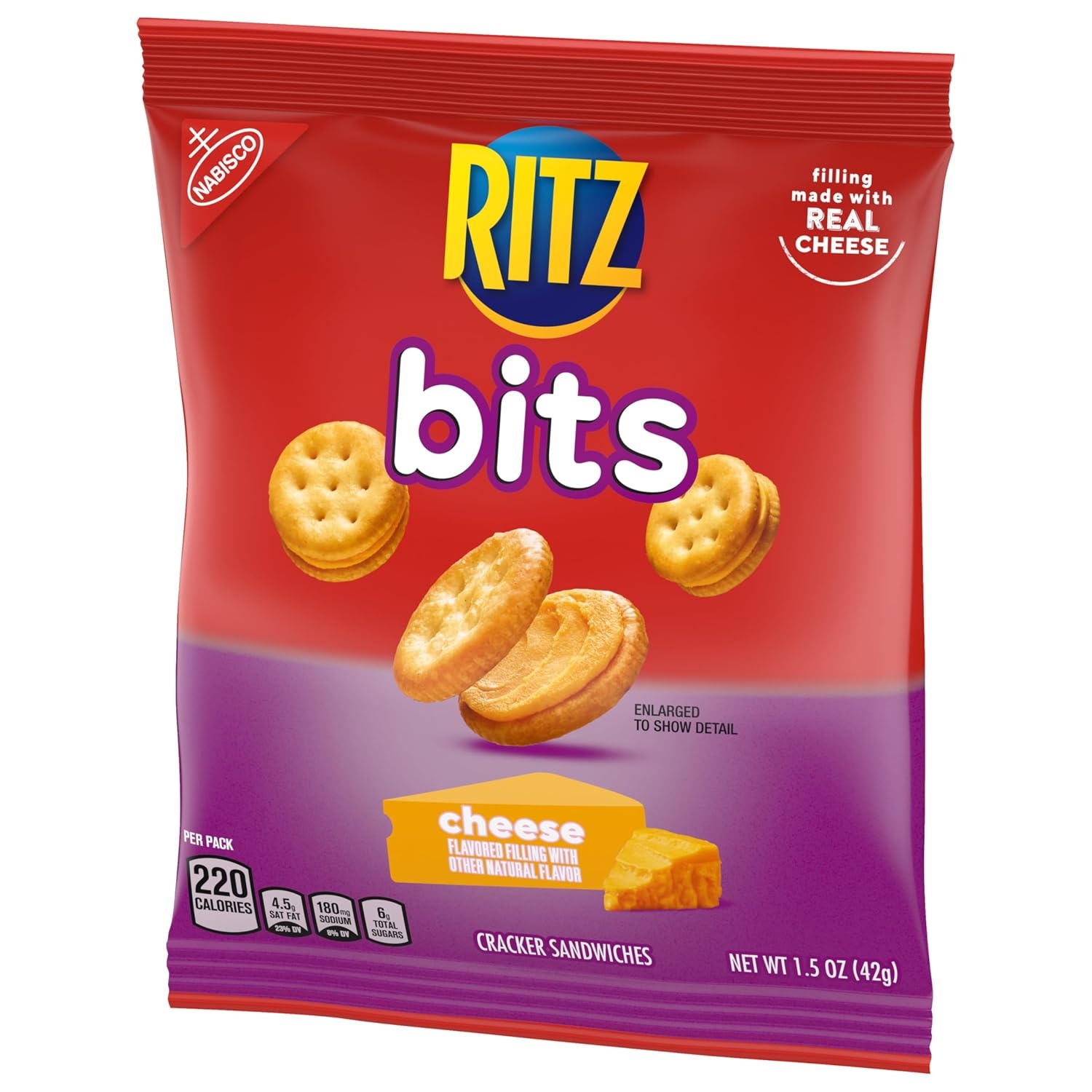 image:imageRITZ Bits Cheese Sandwich Crackers Snacks for Kids and Adults Bulk Lunch Snacks 60 15 oz PacksCheese