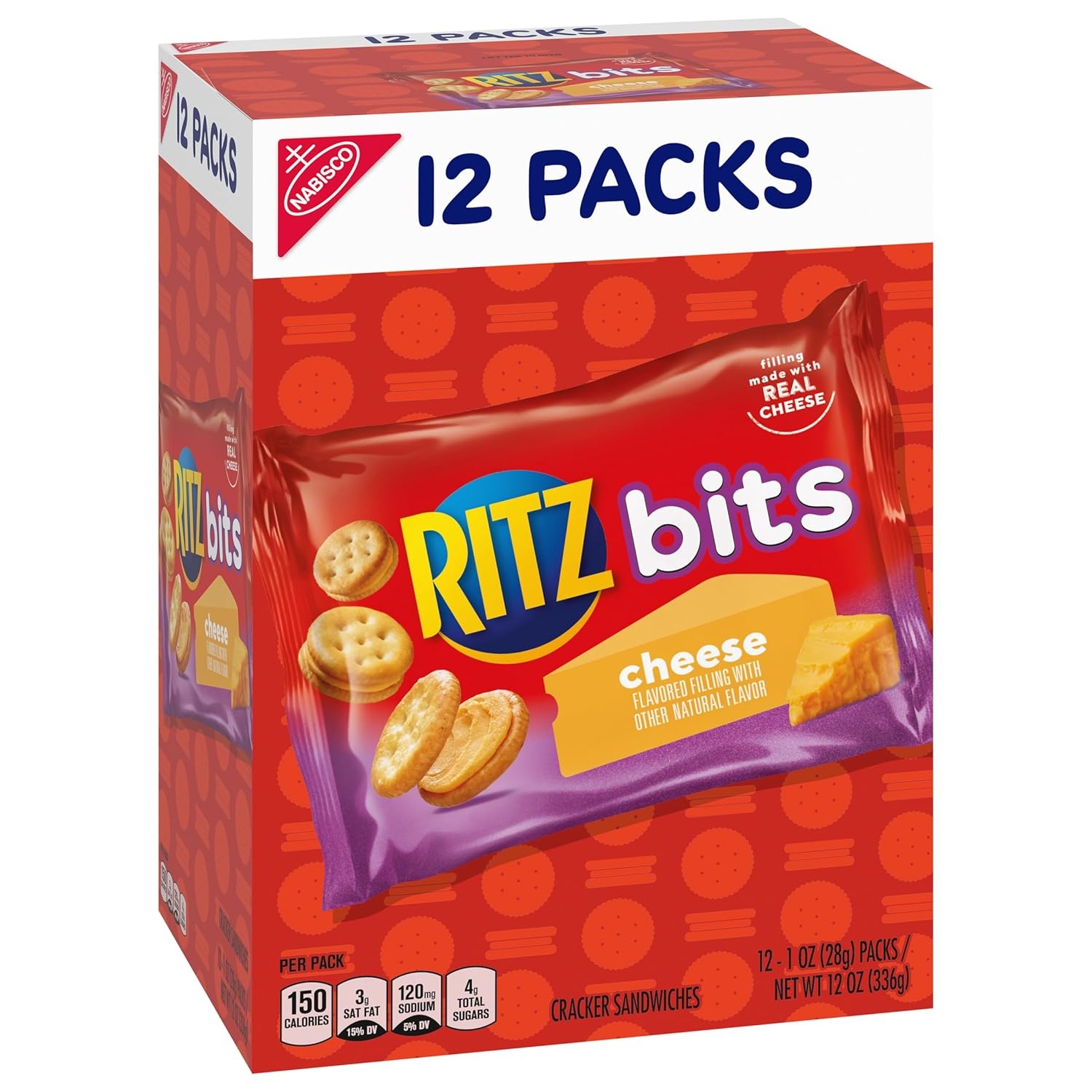 image:imageRITZ Bits Cheese Sandwich Crackers Snacks for Kids and Adults Bulk Lunch Snacks 60 15 oz PacksCheese