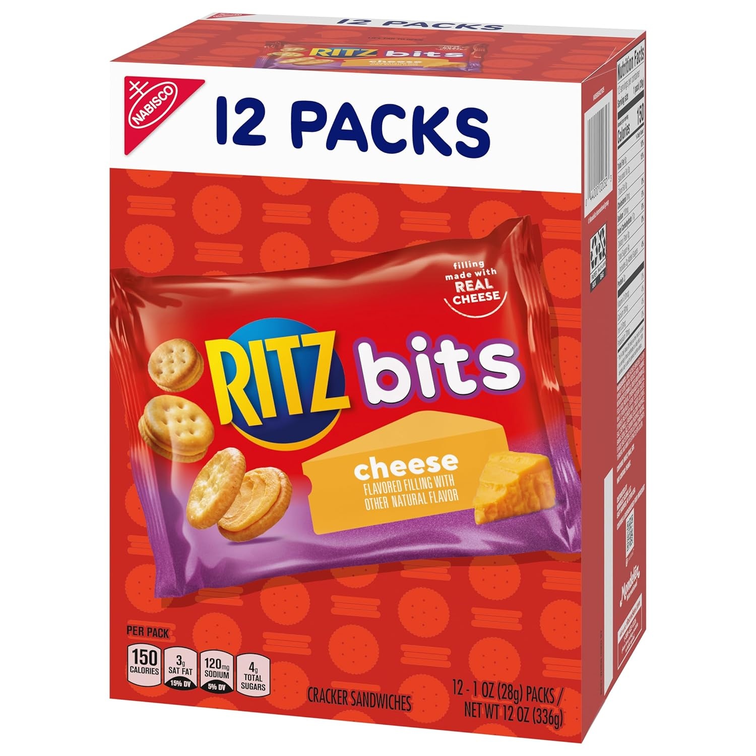 image:imageRITZ Bits Cheese Sandwich Crackers Snacks for Kids and Adults Bulk Lunch Snacks 60 15 oz PacksCheese