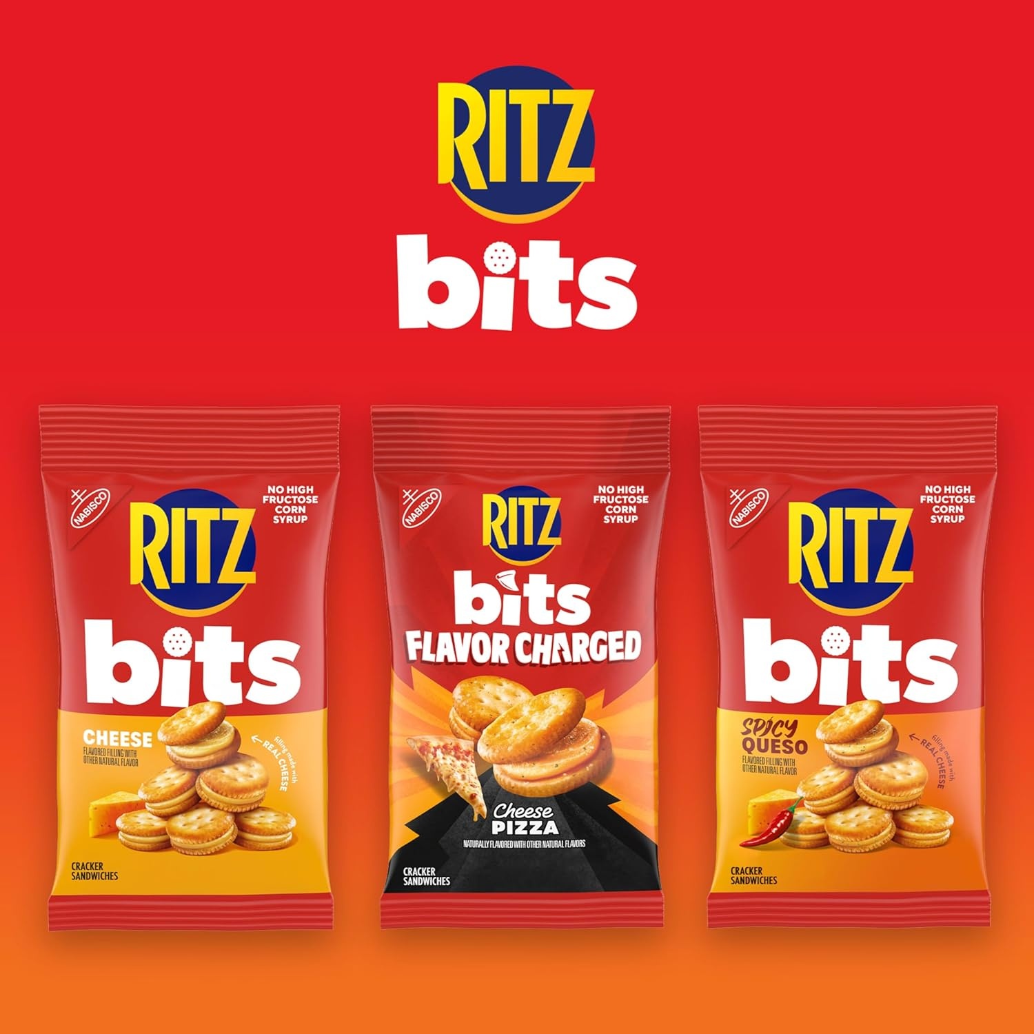 image:imageRITZ Bits Flavor Charged Sandwich Crackers Variety Pack Snacks for Kids and Adults Lunch Snacks 93 oz Bags