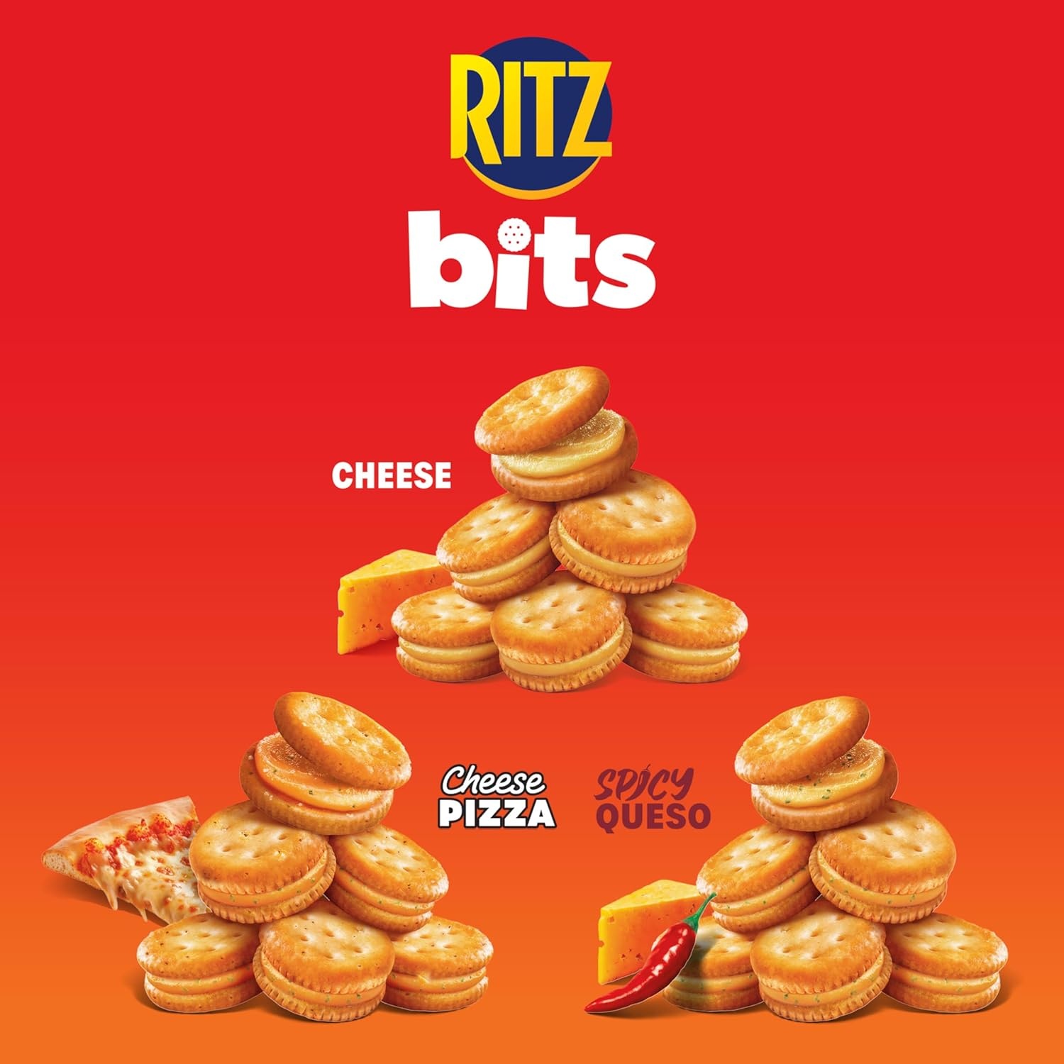 image:imageRITZ Bits Flavor Charged Sandwich Crackers Variety Pack Snacks for Kids and Adults Lunch Snacks 93 oz Bags
