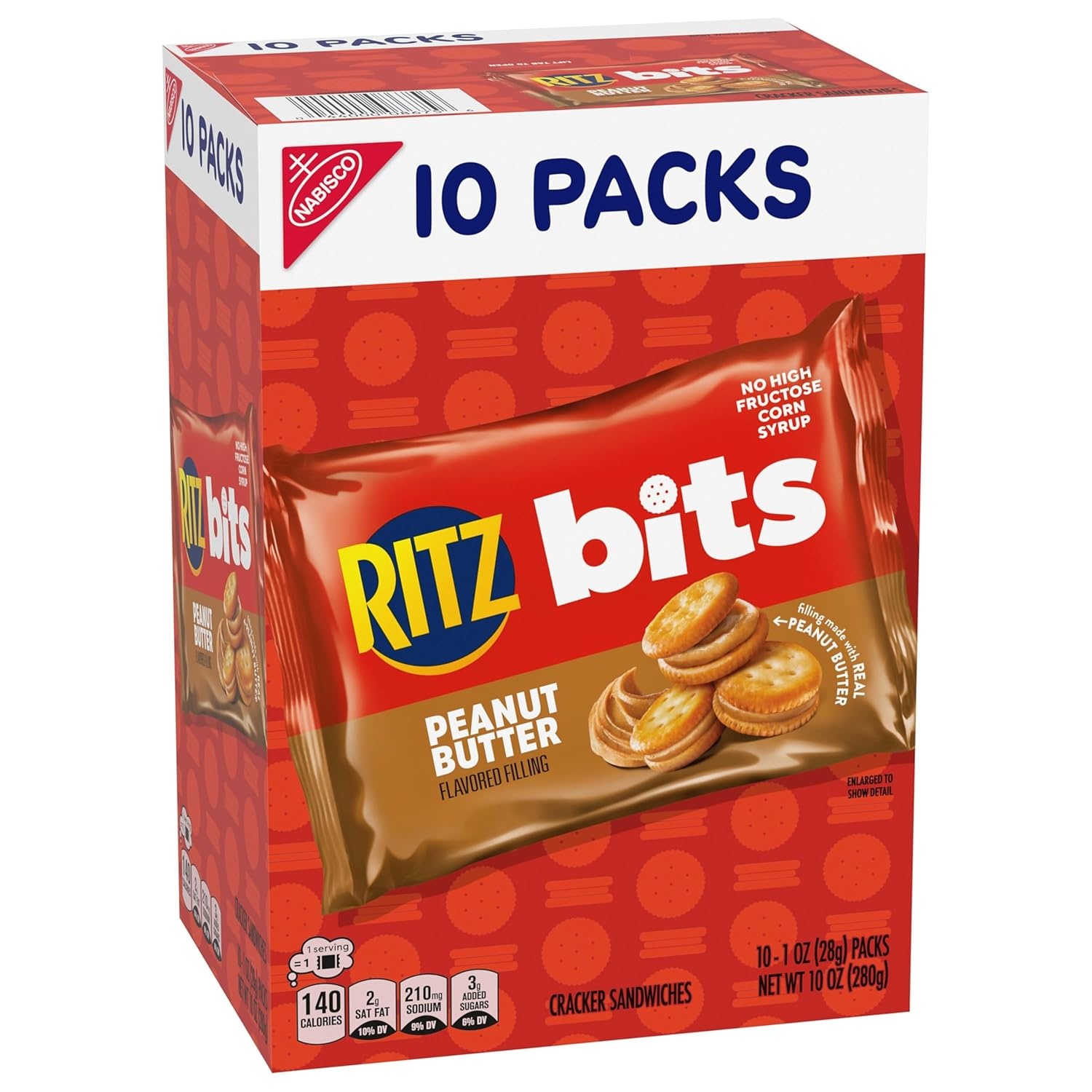 image:imageRITZ Bits Peanut Butter Sandwich Crackers Bulk Lunch Snacks 40 Snack Packs 4 Boxes