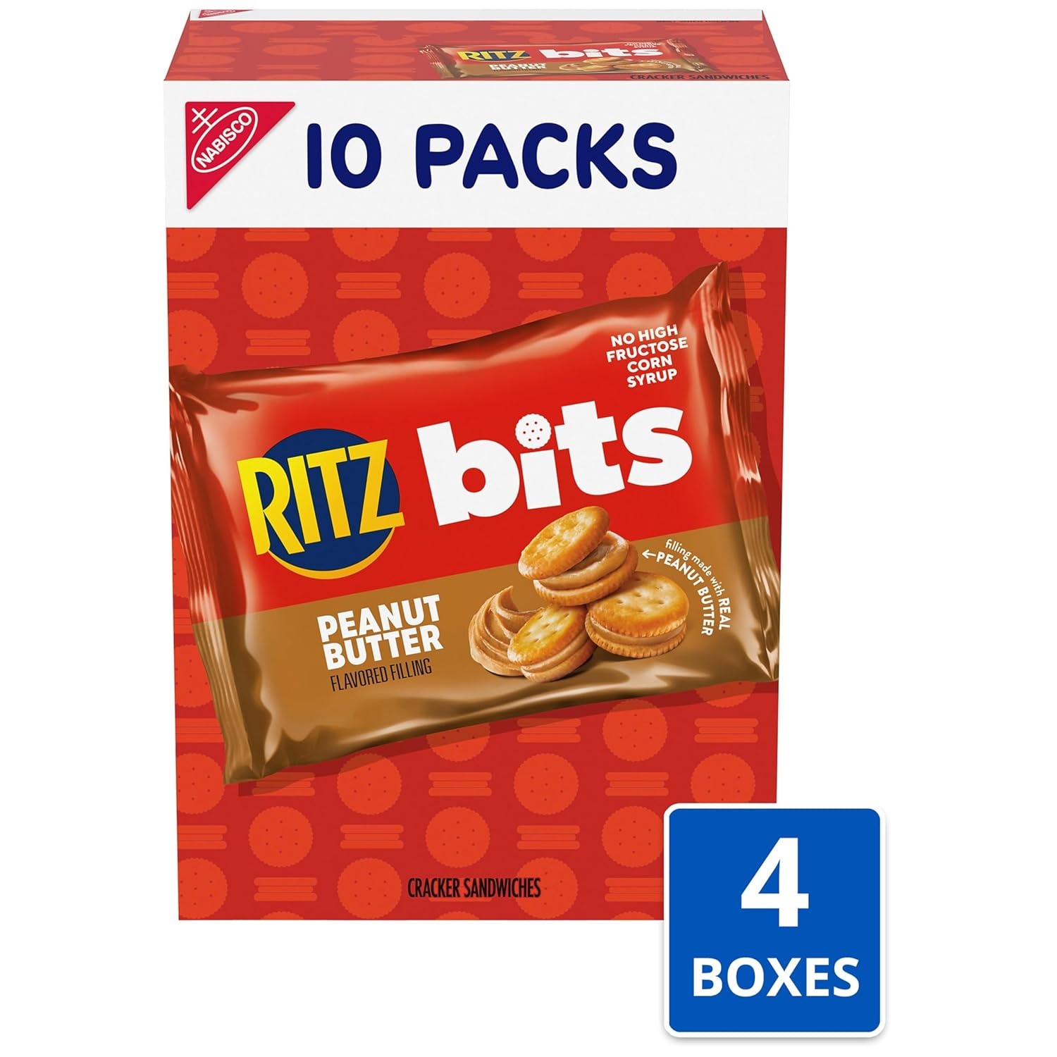 image:imageRITZ Bits Peanut Butter Sandwich Crackers Bulk Lunch Snacks 40 Snack Packs 4 Boxes