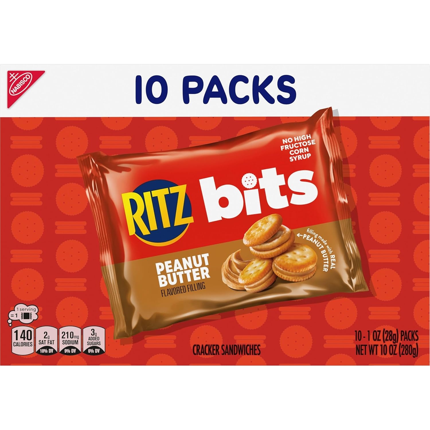 image:imageRITZ Bits Peanut Butter Sandwich Crackers Bulk Lunch Snacks 40 Snack Packs 4 Boxes
