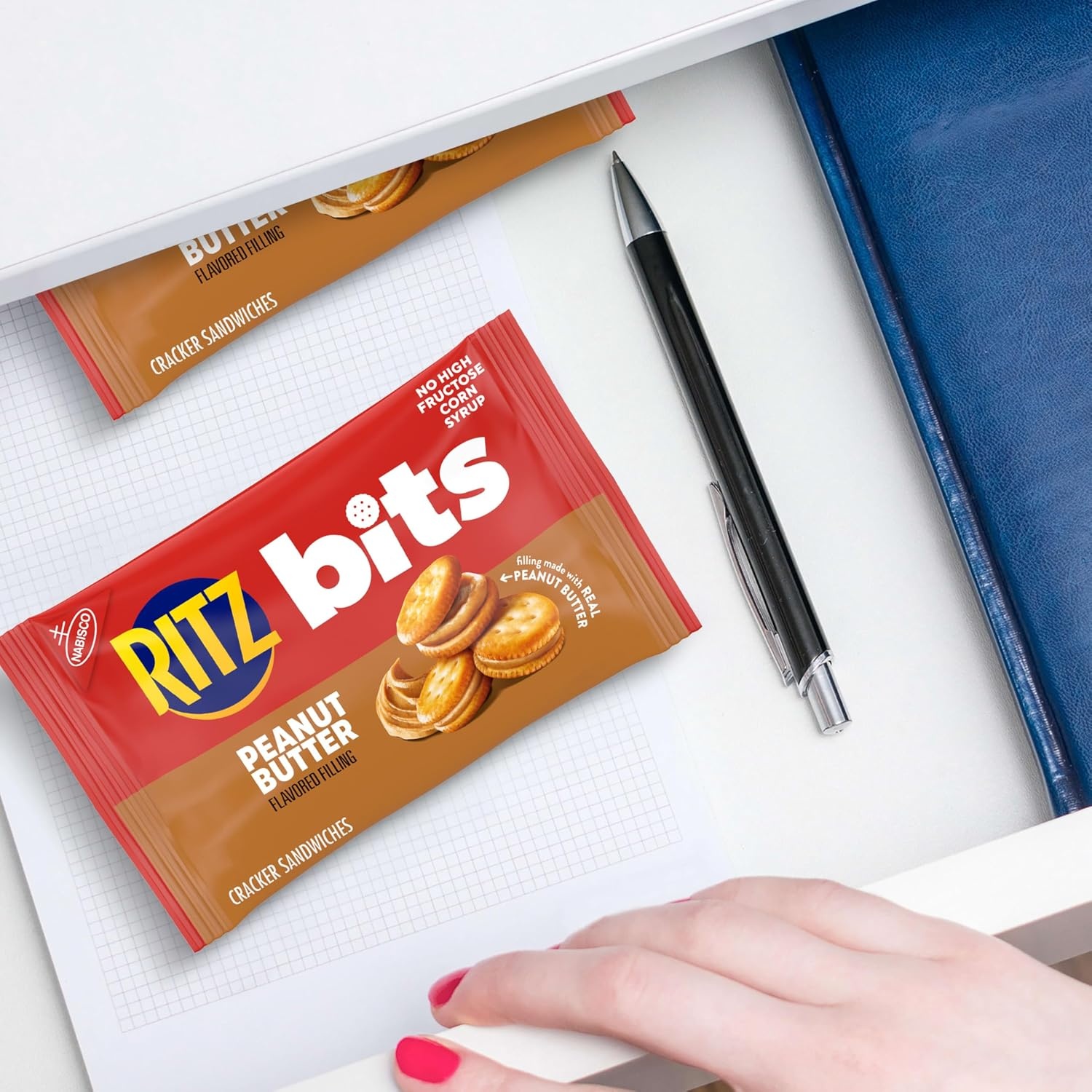 image:imageRITZ Bits Peanut Butter Sandwich Crackers Bulk Lunch Snacks 40 Snack Packs 4 Boxes