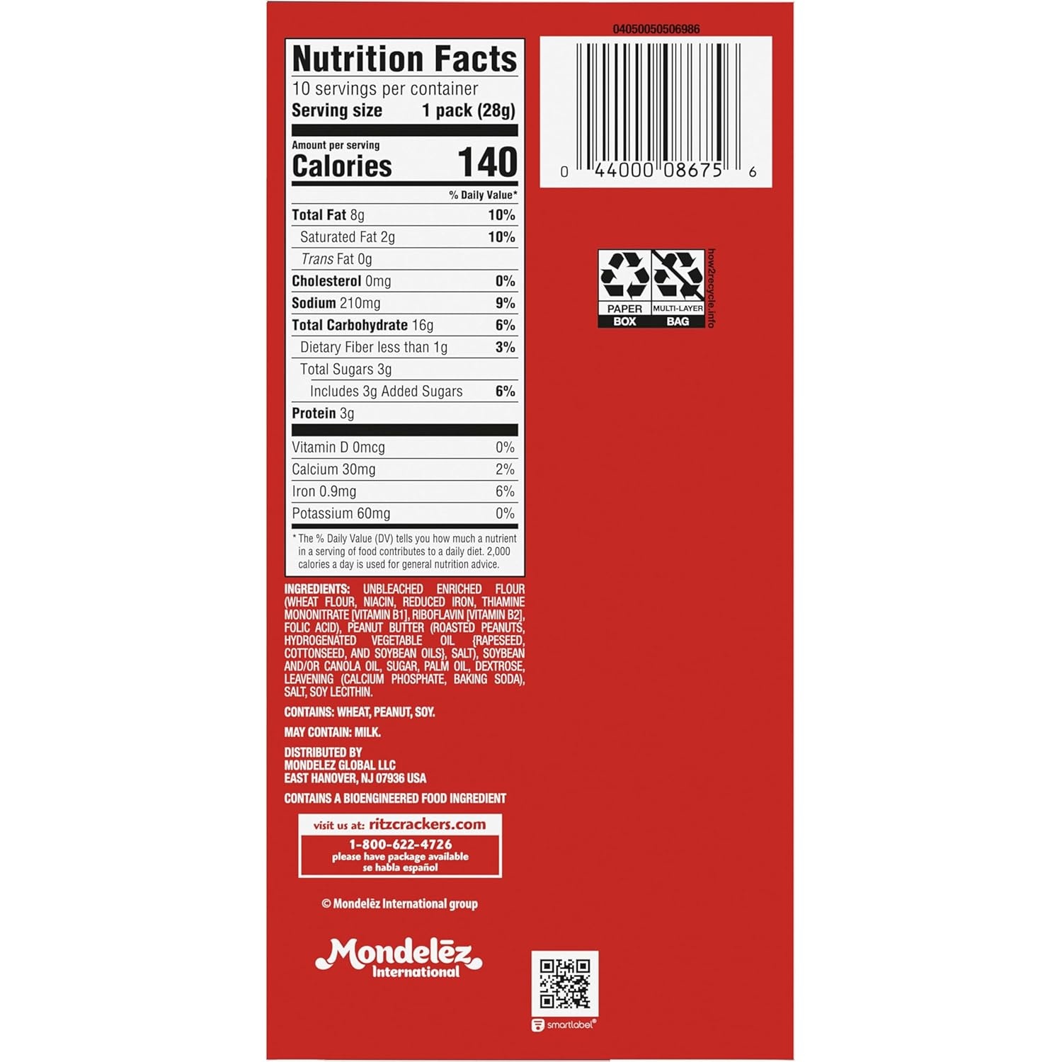 image:imageRITZ Bits Peanut Butter Sandwich Crackers Bulk Lunch Snacks 40 Snack Packs 4 Boxes