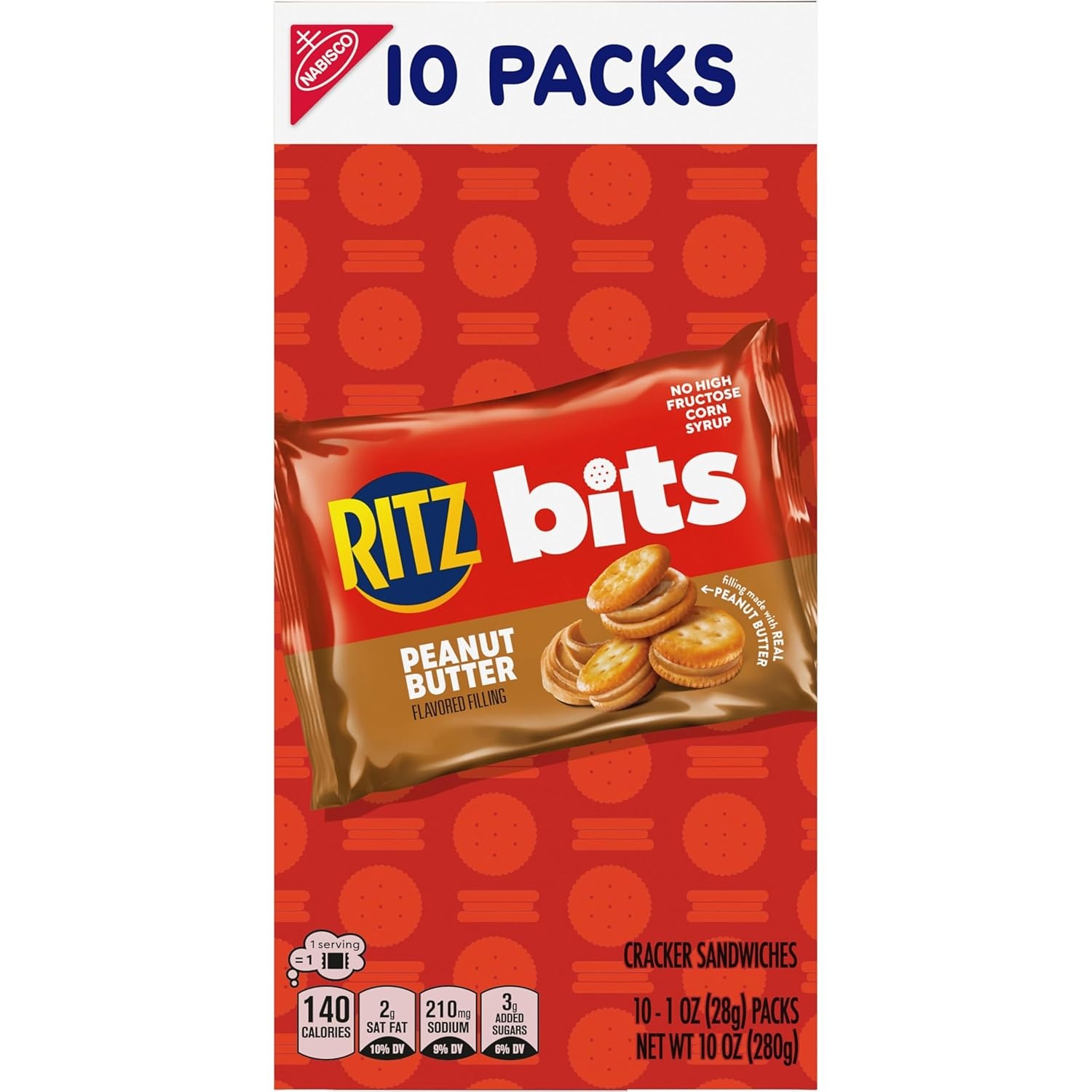 image:imageRITZ Bits Peanut Butter Sandwich Crackers Bulk Lunch Snacks 40 Snack Packs 4 Boxes
