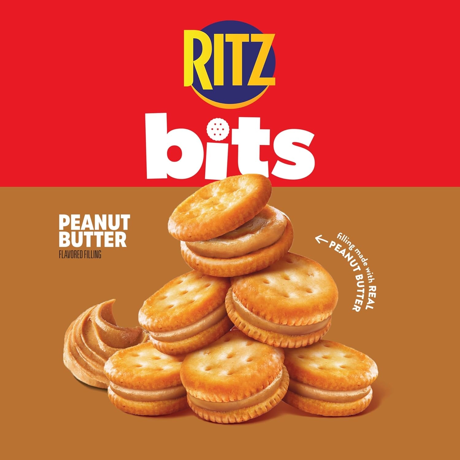 image:imageRITZ Bits Peanut Butter Sandwich Crackers Bulk Lunch Snacks 40 Snack Packs 4 Boxes