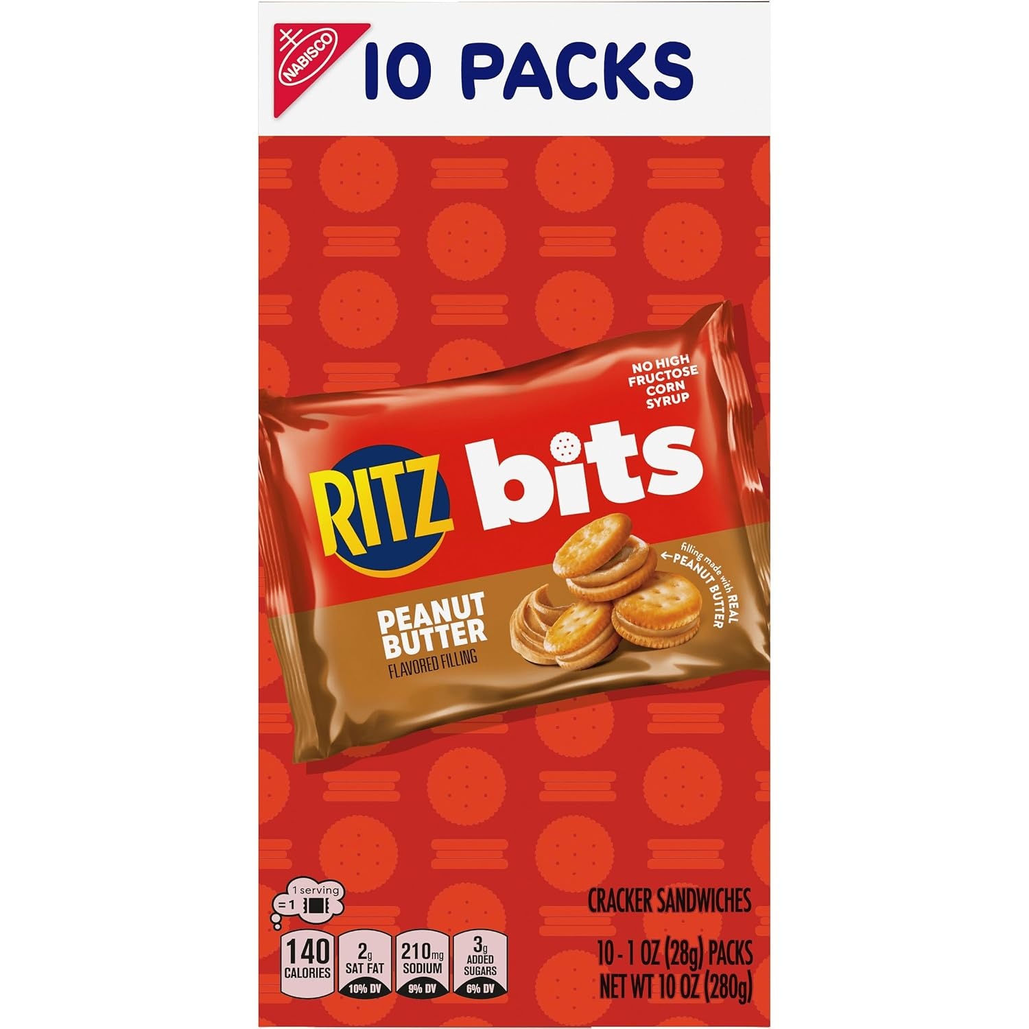 image:imageRITZ Bits Peanut Butter Sandwich Crackers Lunch Snacks 10 Snack Packs