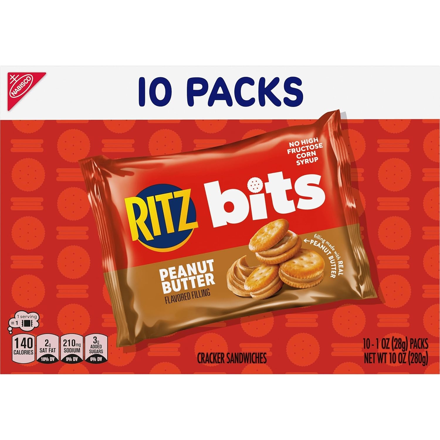 image:imageRITZ Bits Peanut Butter Sandwich Crackers Lunch Snacks 10 Snack Packs