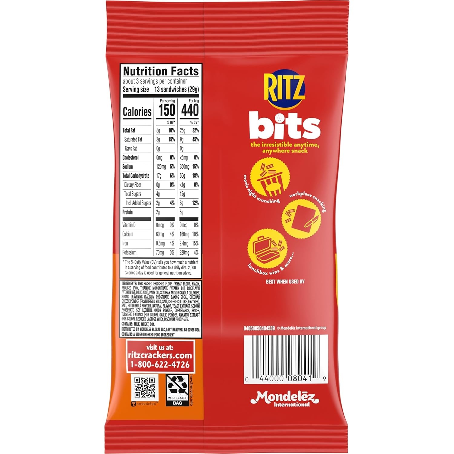 image:imageRITZ Bits Spicy Queso Cheese Sandwich Crackers Snacks for Kids and Adults Lunch Snacks 123 oz Bags