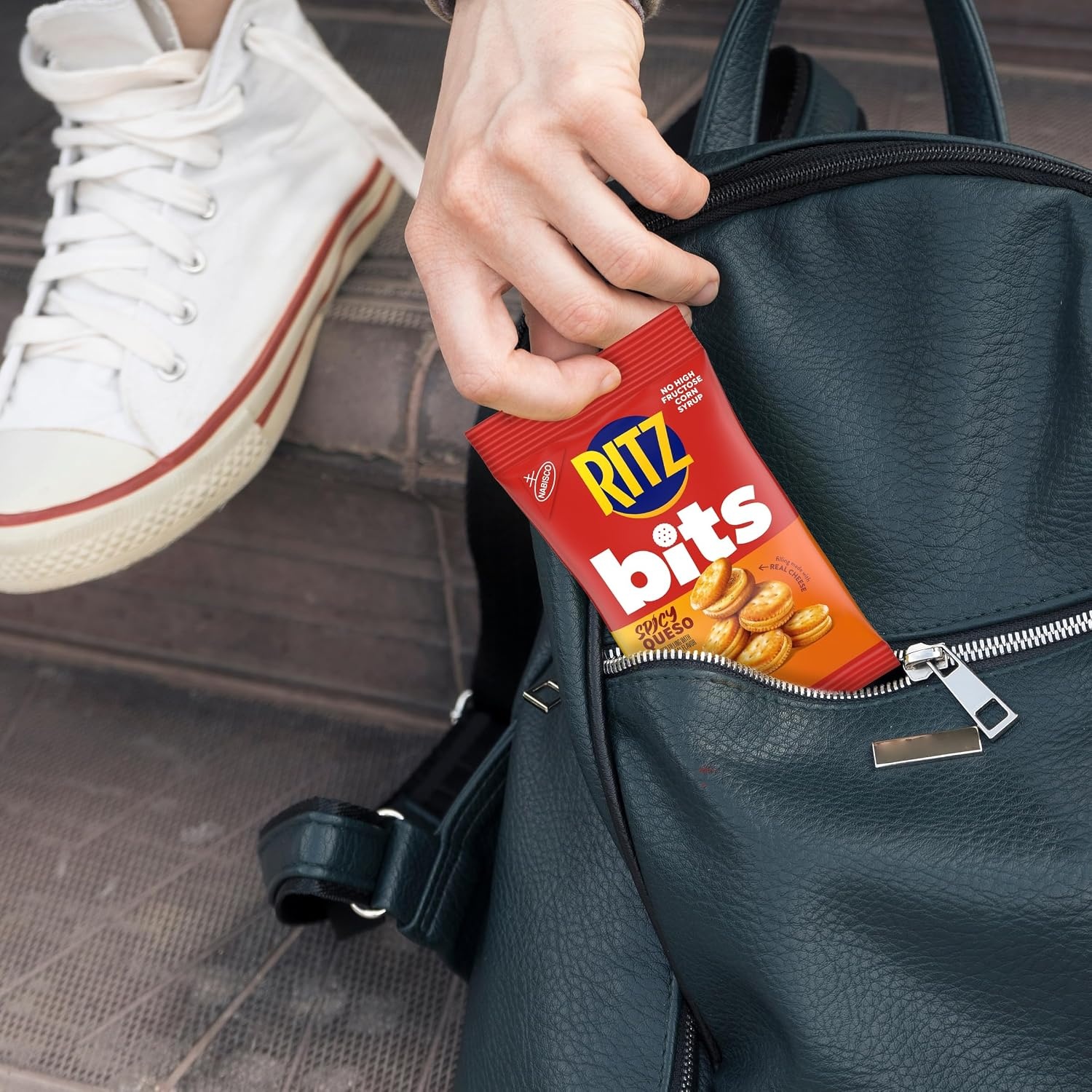 image:imageRITZ Bits Spicy Queso Cheese Sandwich Crackers Snacks for Kids and Adults Lunch Snacks 3 oz