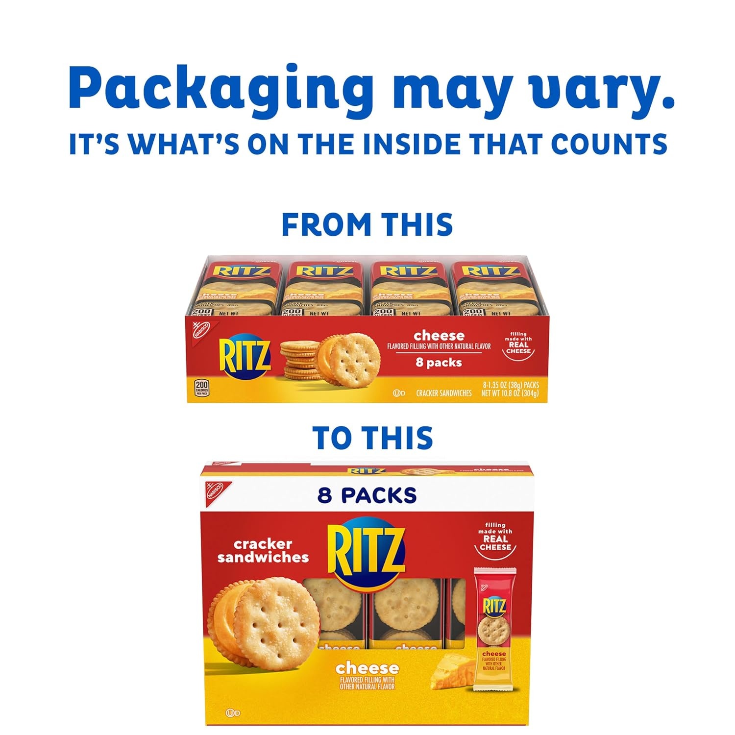 image:imageRITZ Cheese Sandwich Crackers Lunch Snacks 112 Snack Packs 14 Boxes 6 Crackers Per Pack