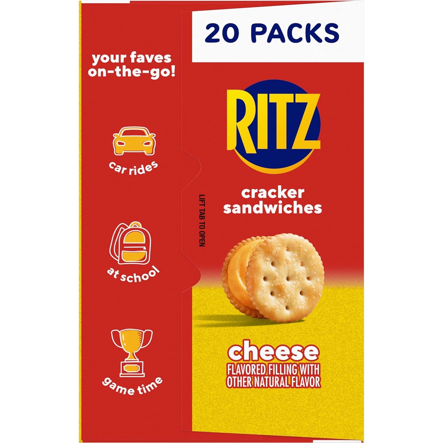 image:imageRITZ Cheese Sandwich Crackers Lunch Snacks 20 Snack Packs 6 Crackers Per Pack27 Ounce Pack of 1
