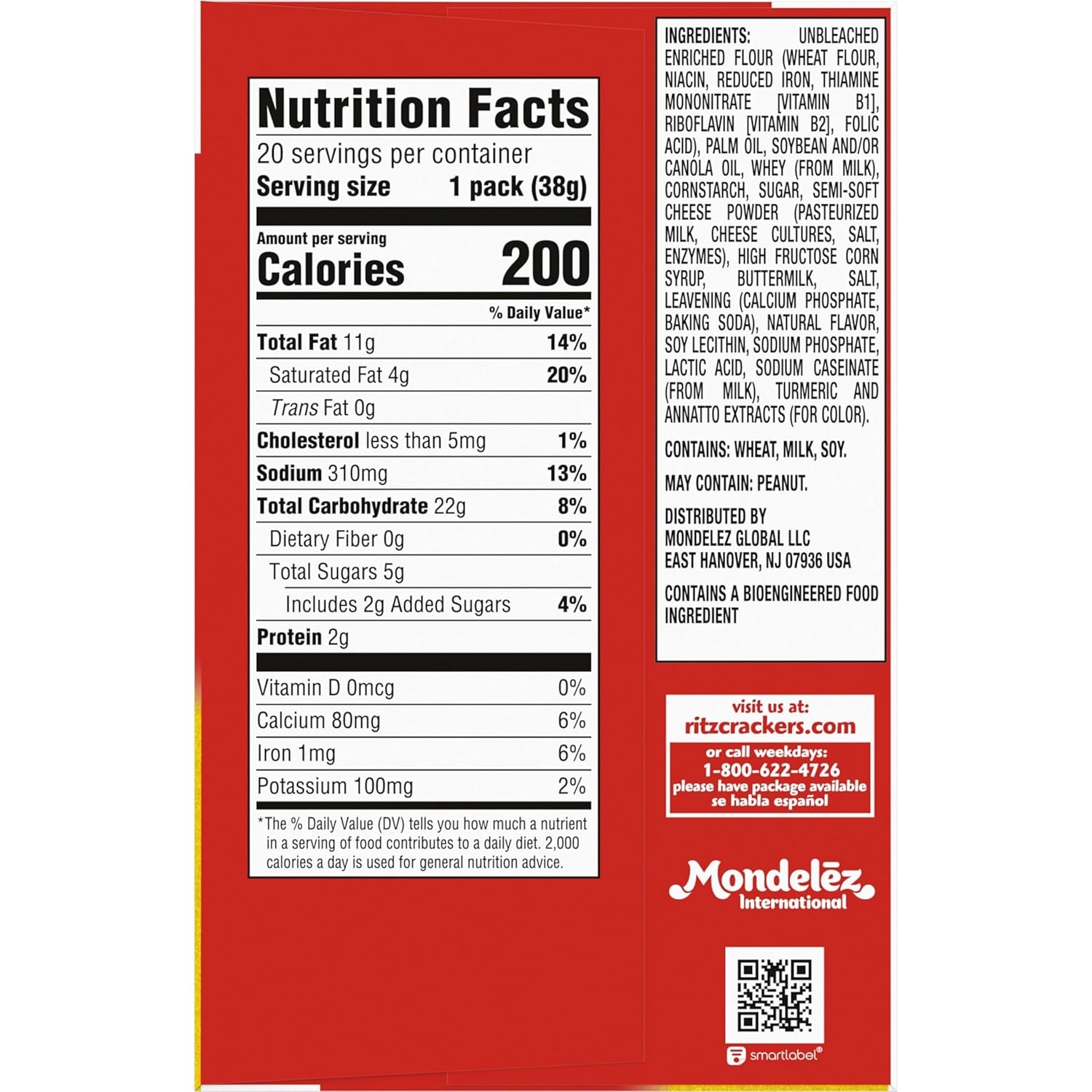 image:imageRITZ Cheese Sandwich Crackers Lunch Snacks 20 Snack Packs 6 Crackers Per Pack27 Ounce Pack of 1