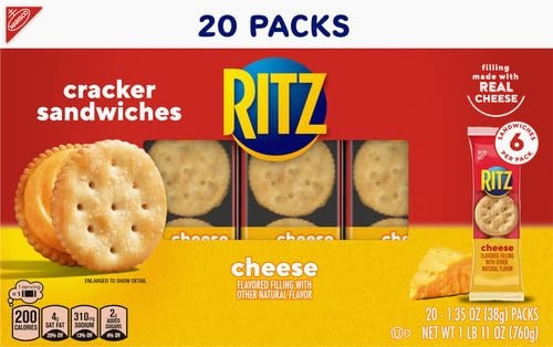 image:imageRITZ Cheese Sandwich Crackers Lunch Snacks 20 Snack Packs 6 Crackers Per Pack27 Ounce Pack of 2