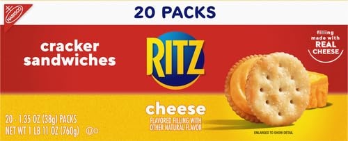 image:imageRITZ Cheese Sandwich Crackers Lunch Snacks 20 Snack Packs 6 Crackers Per Pack27 Ounce Pack of 2