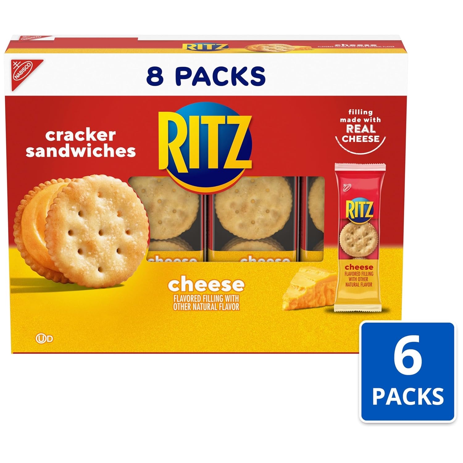 image:imageRITZ Cheese Sandwich Crackers Lunch Snacks 48 Snack Packs 6 Boxes 6 Crackers Per Pack