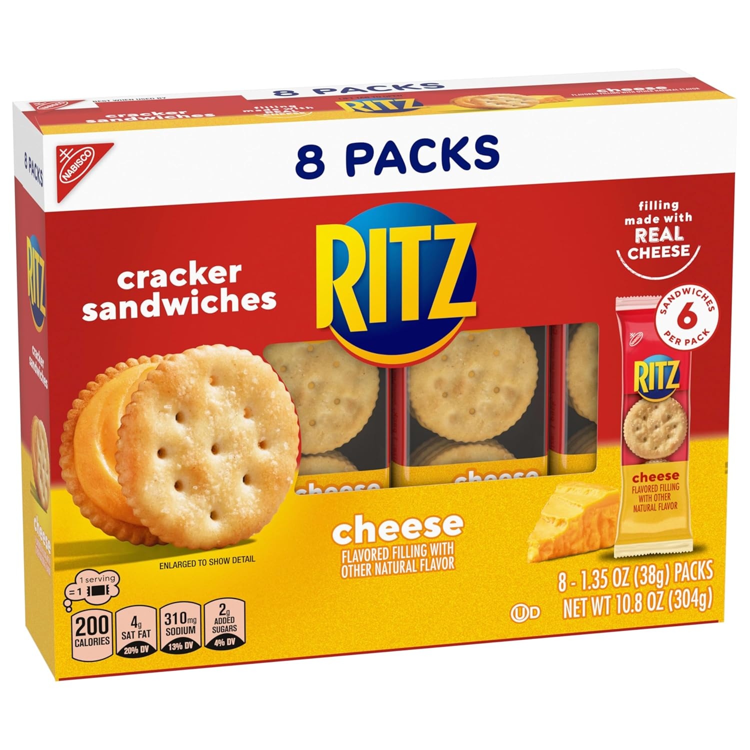 image:imageRITZ Cheese Sandwich Crackers Lunch Snacks 48 Snack Packs 6 Boxes 6 Crackers Per Pack